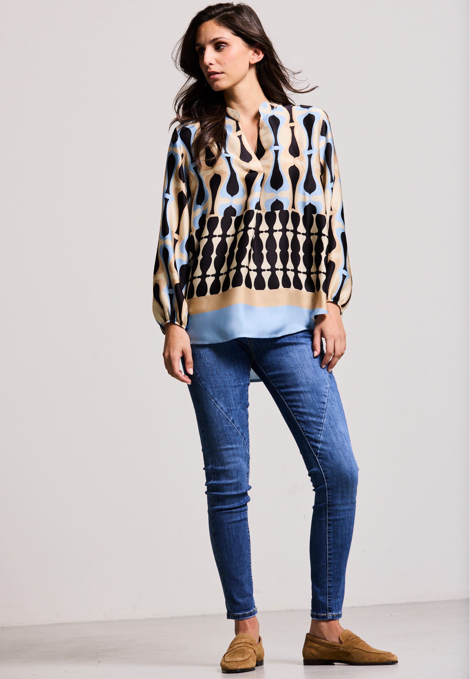 Andijamo-Fashion Satinbluse COOL BLUE Mattglanz günstig online kaufen