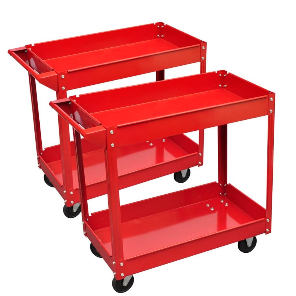 vidaXL Rollwagen Werkstattwagen 2 Stk. 100 kg 2 Etagen, (2 St)
