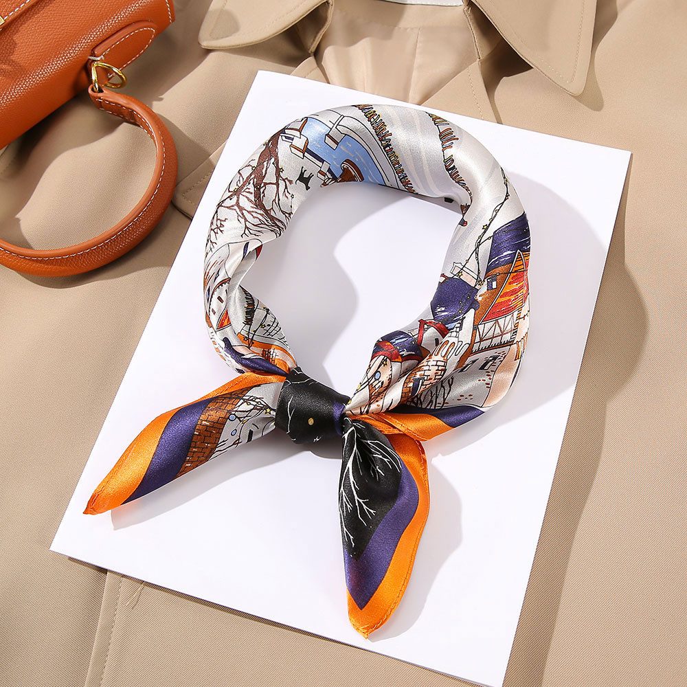 Vivi Idee Seidentuch 100% Maulbeerseide Halstuch Damen, Quadratisches 53x53 cm, bedrucktes Seidenschal