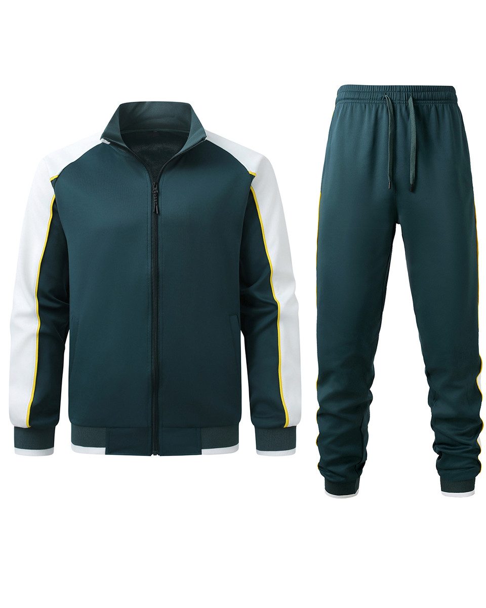 YOUTHUP Freizeitanzug, Herren Colorblock Locker Fit Freizeitanzug Sport-Set mit Stehkragen