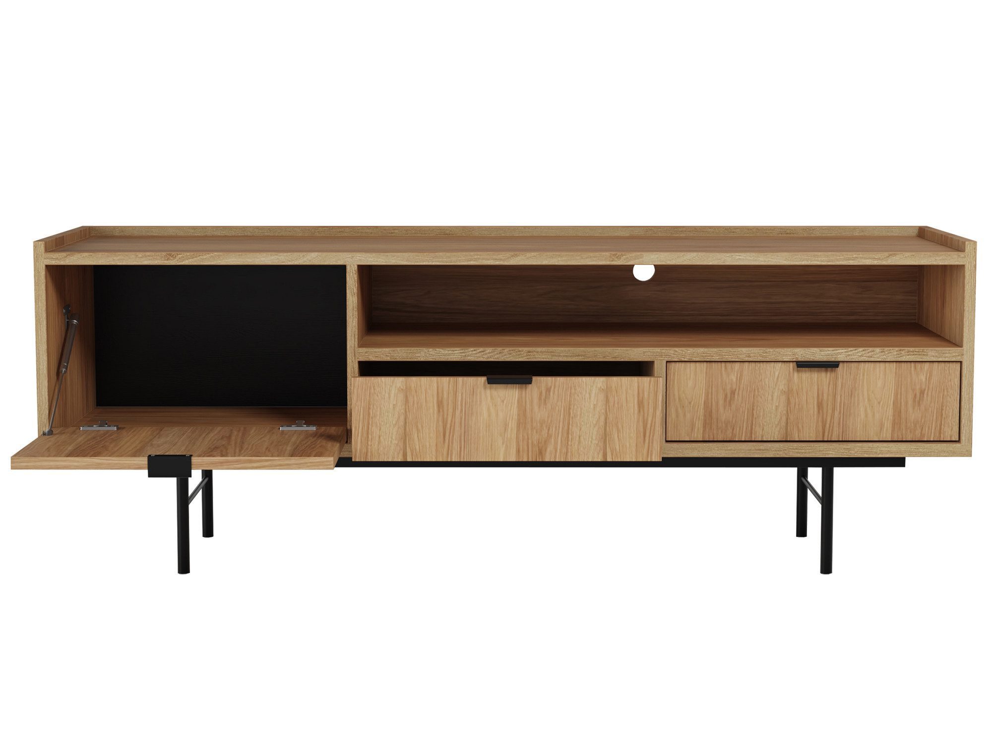 Beautysofa TV-Schrank Evron mit 2 Schubladen, Türen und offene Ablage (zwei moderne Farben zur Auswahl) Breite: 200 cm oder 150 cm