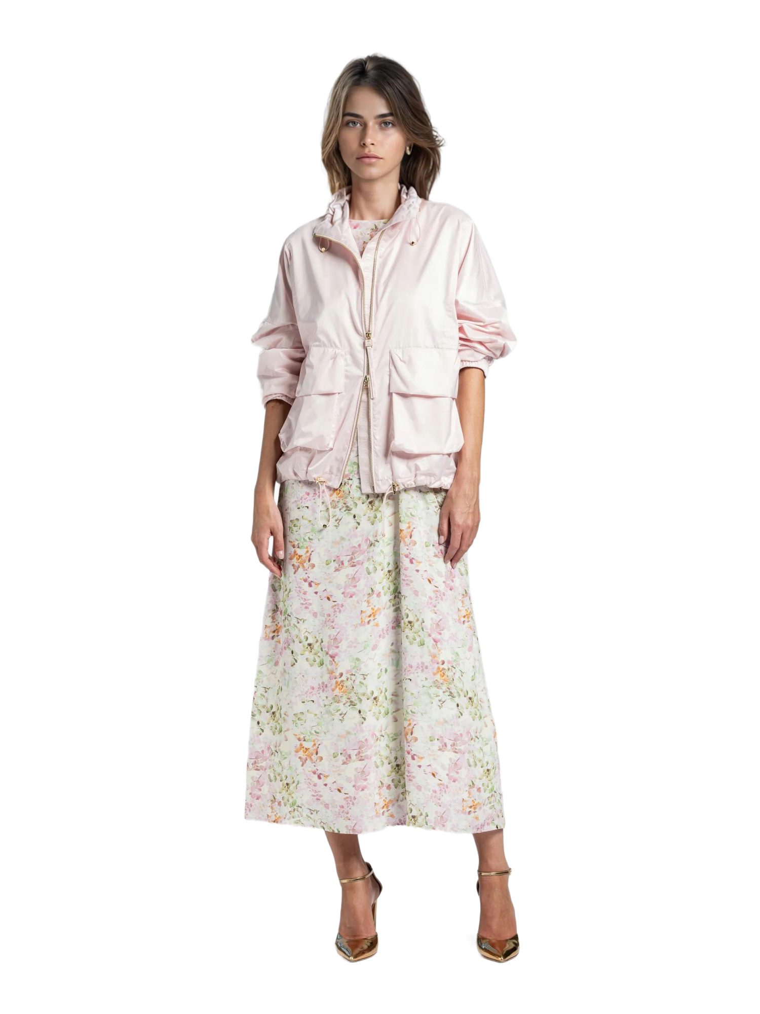 JOOP! Wolljacke rosa,Outdoor,Polyester,Unifarben,Stehkragen,Lang,Loose Fit