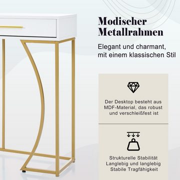 MODFU Konsolentisch Flurtisch Sofatisch, Leichter Luxus-Stil Beistelltisch, 120x38x76 cm