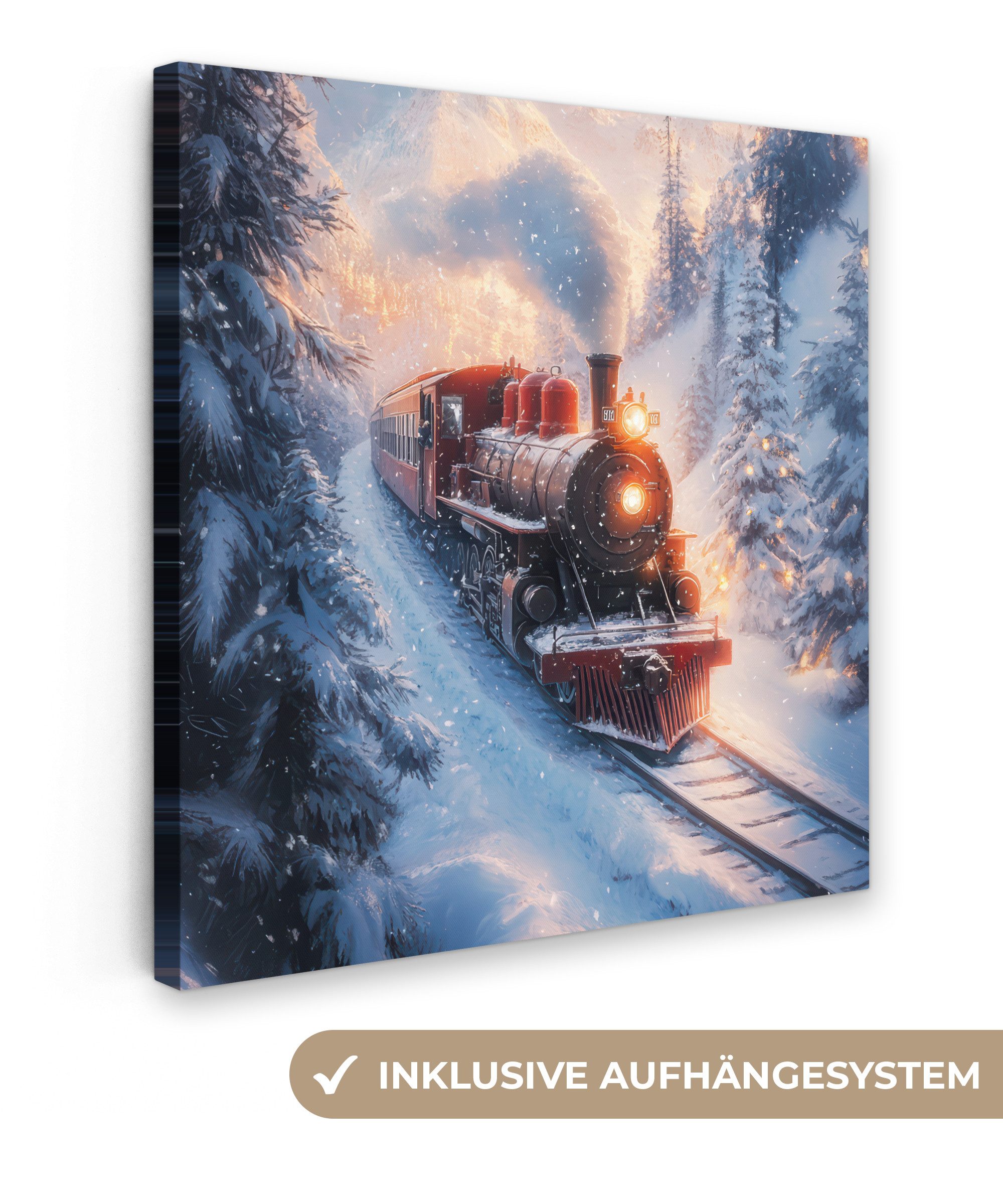 OneMillionCanvasses® Leinwandbild Weihnachtszug - Schnee - Winter - Weihnac günstig online kaufen