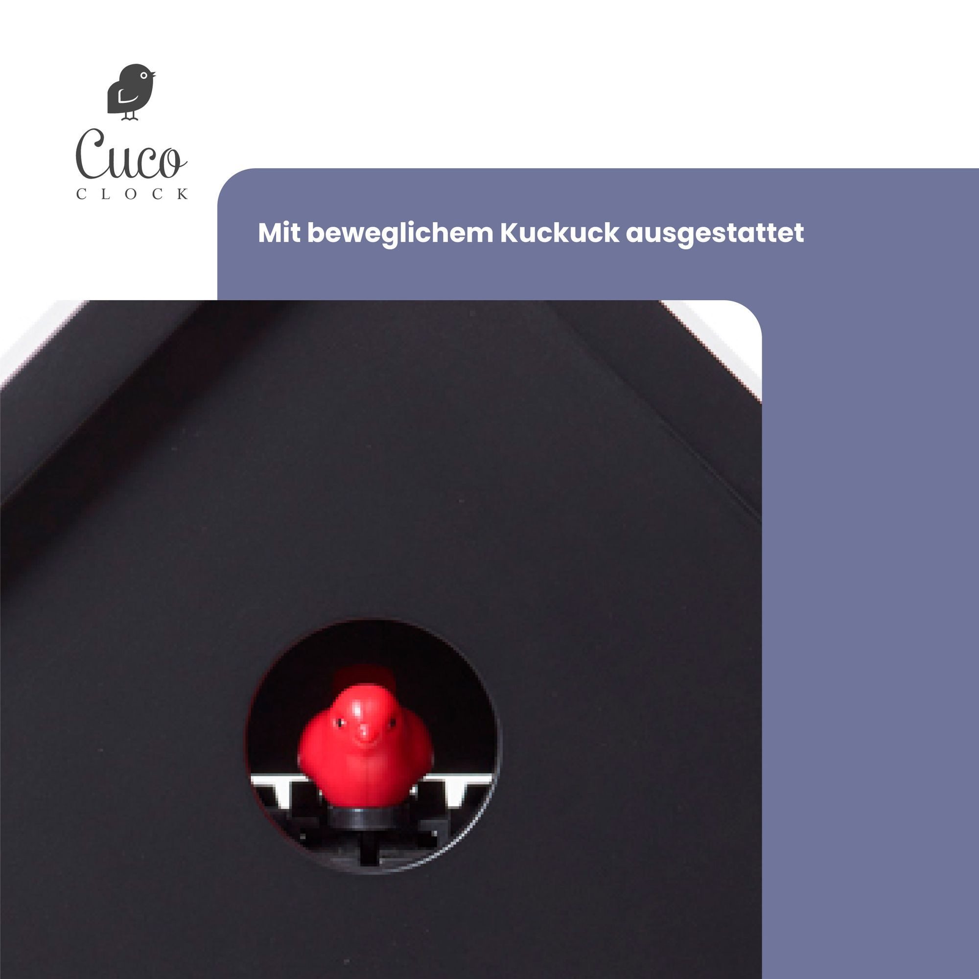 Cuco Clock Wanduhr Kuckucksuhr REIHENHAUS mit Pendeluhr Wanduhr, Moderne Schwarzwalduhr (28,3 × 22,8 × 10,4cm, mit Nachtruhefunktion, Vogelgezwitscher) – Bild 4 von 5