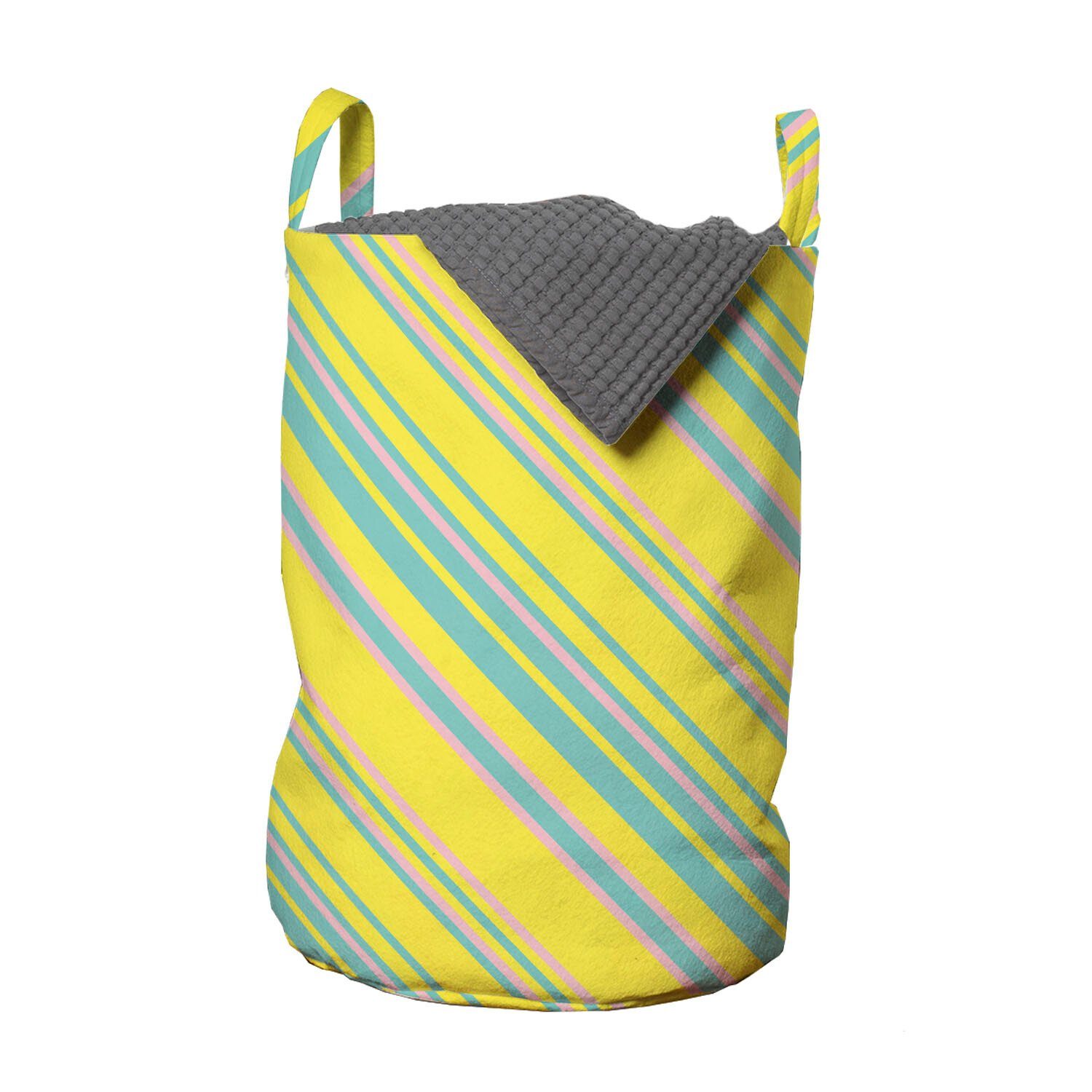 Abakuhaus Wäschesäckchen Wäschekorb mit Griffen Kordelzugverschluss für Waschsalons, Geometrisch Gerade Diagonal-Linien