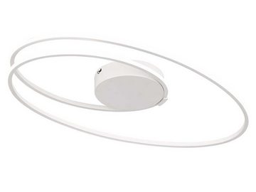 WOFI LED Deckenleuchte, Dimmer, LED fest integriert, Warmweiß, indirekte Decken-Beleuchtung Ring-Lampe flach dimmbar Weiß Breite 61cm