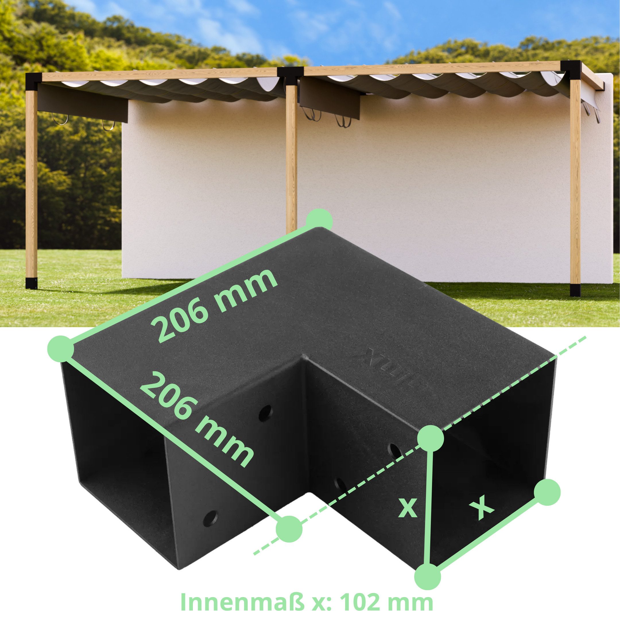 CLIP`N`SHADE Pfostenbeschlag Pfostenverbinder für 100x100 mm Eckverbinder Pfostenbeschlag