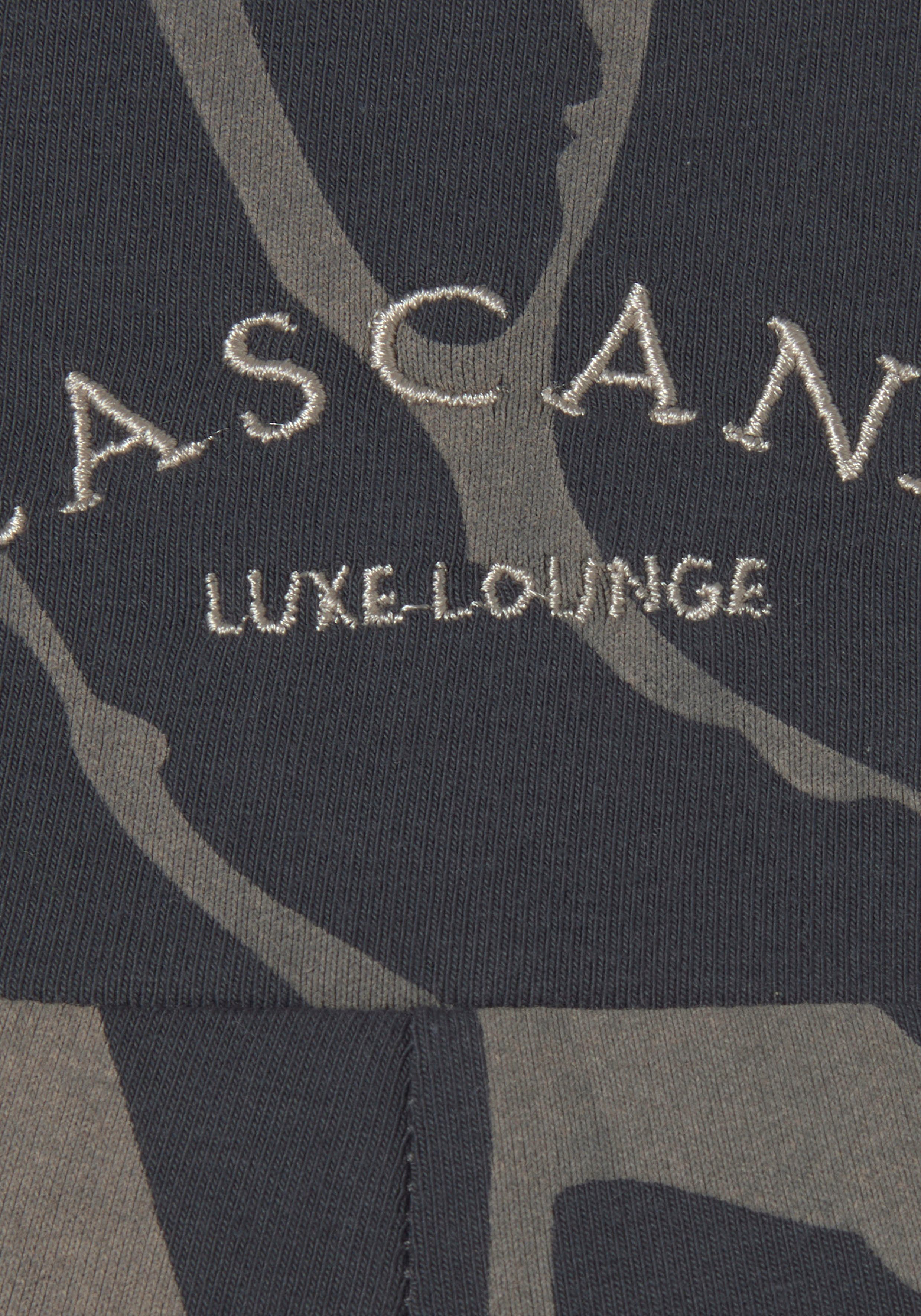 LASCANA Leggings -Loungehose mit Zebramuster und Loungewear Bund, breitem dunkelgrau-taupe