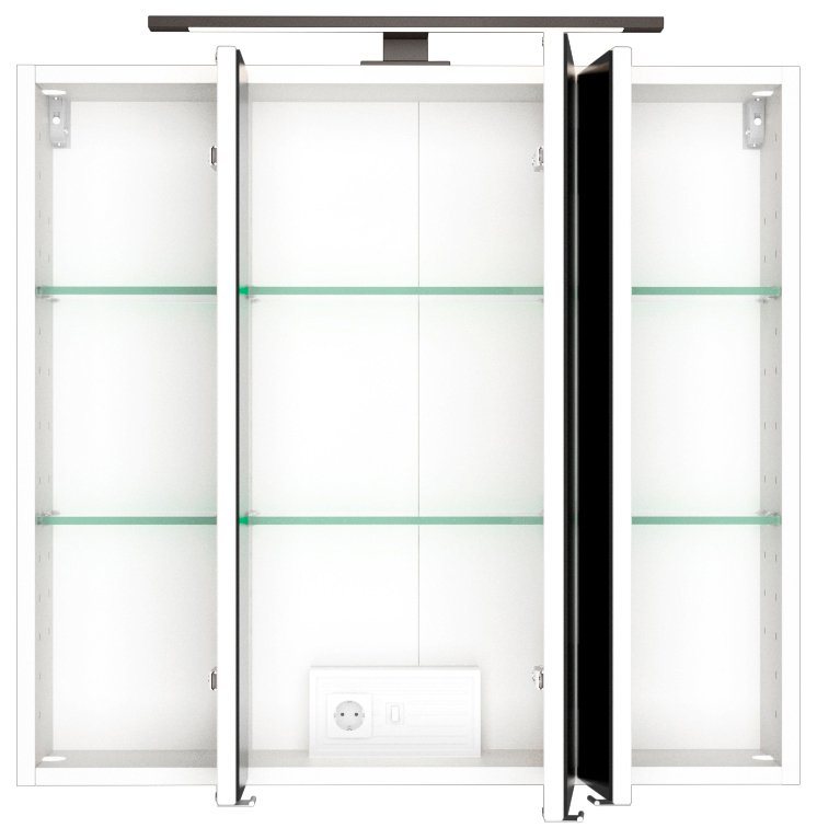 HELD MÖBEL Spiegelschrank Luena Breite 70 cm, mit 3D-Effekt, dank drei  Spiegeltüren, Steckdose frei positionierbar