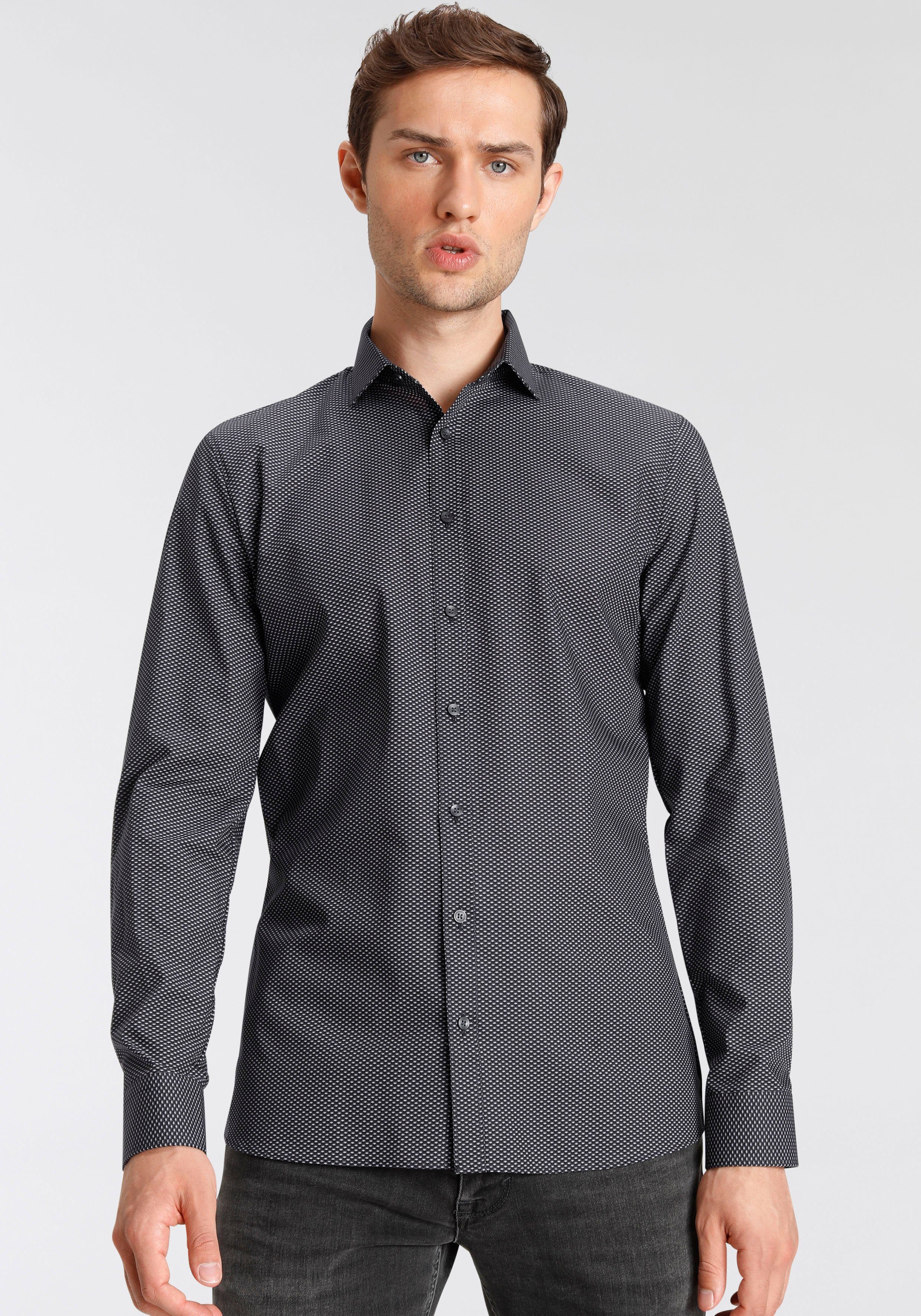 OLYMP Businesshemd No. Six super slim bügelleicht schwarz | Hemden