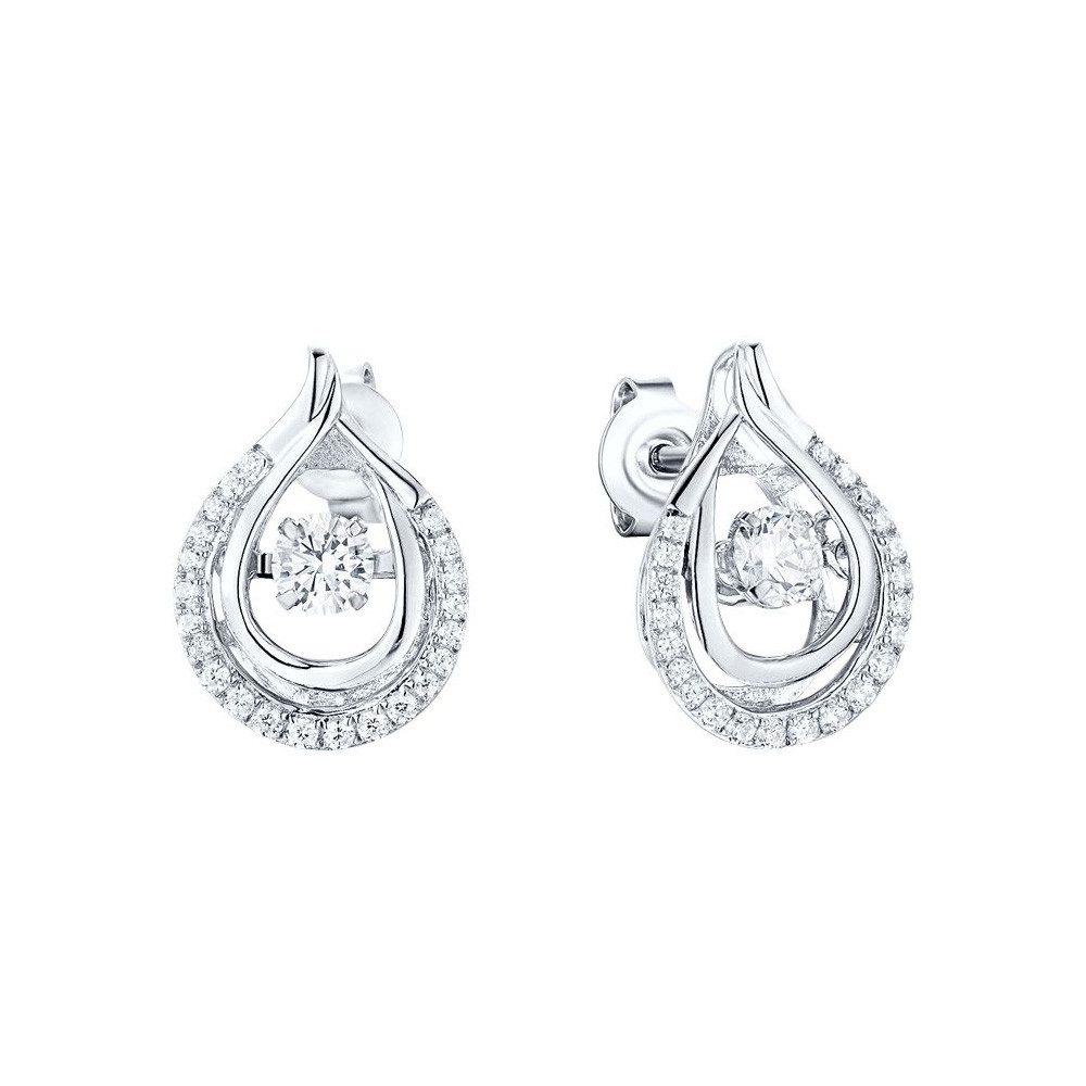 SOKOLOV Jewelry Paar Ohrhänger Ohrringe in Tropfenform aus 925 Silber (mit Zirkonia, 2-tlg), 925 Sterling Silber Silberschmuck für Damen