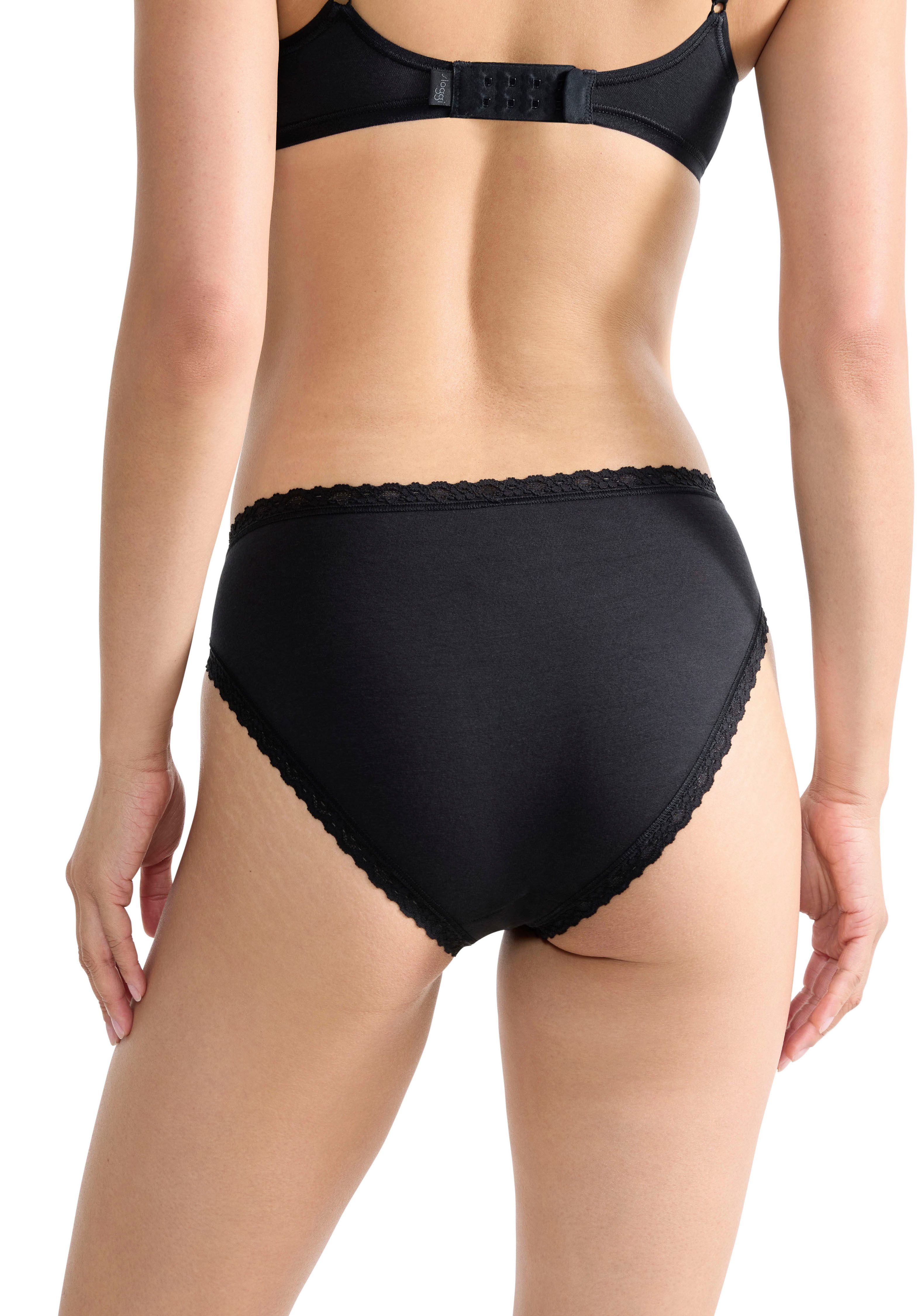 sloggi Taillenslip 24/7 Cotton Lace (3er Pack) mit edler Spitze und flachen Nähten