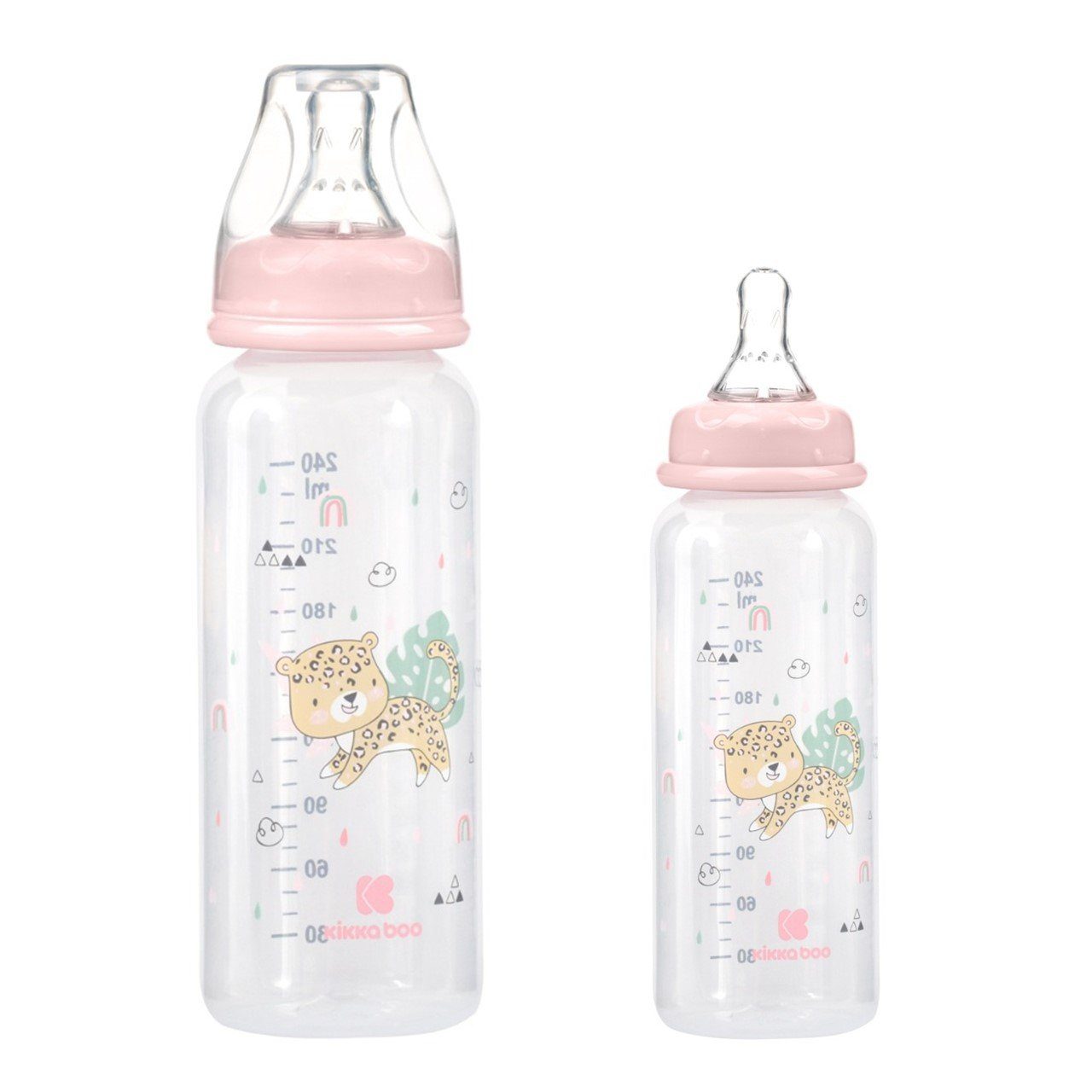 Kikkaboo Babyflasche Babyflasche Savanna PP 240 ml, Silikonsauger Größe M, ab 3 Monaten