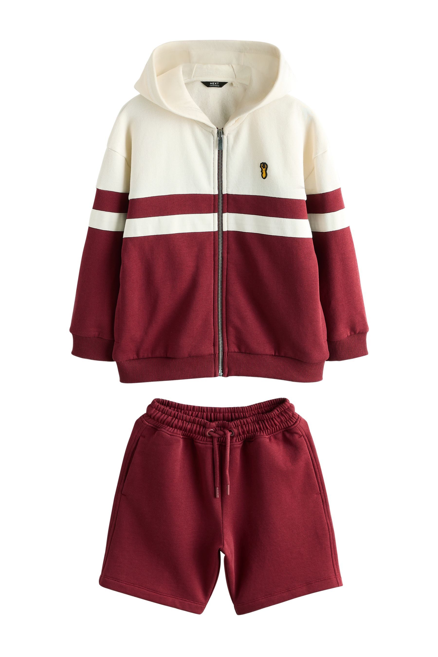 Next Pullover & Shorts Kapuzenjacken-Set mit Reißverschluss, Blockfarbe (2-tlg)