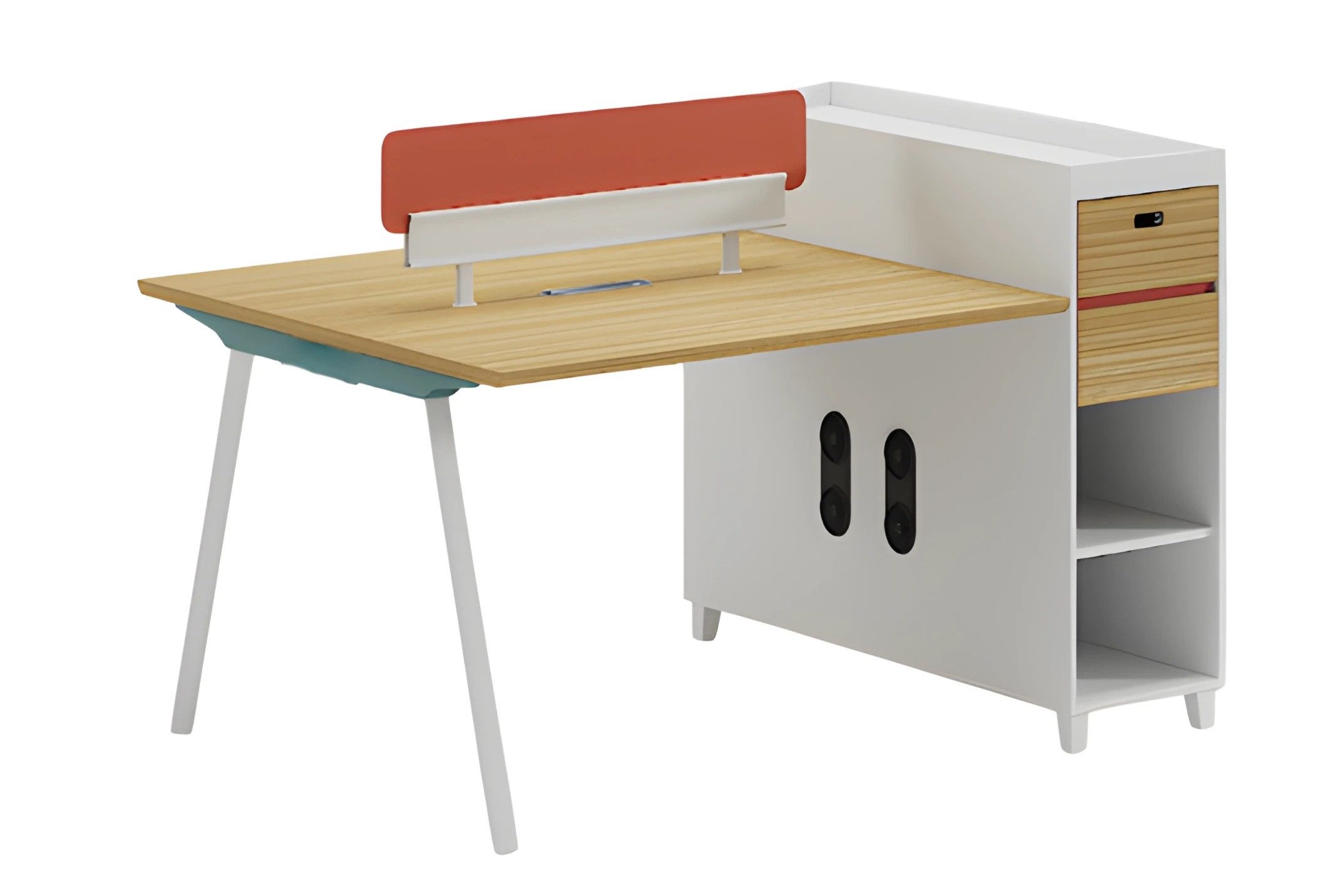 JVmoebel Schreibtisch Moderner Schreibtisch in Holzoptik mit Rückenlehne und Stauraum (1 Tisch), Made in Europe