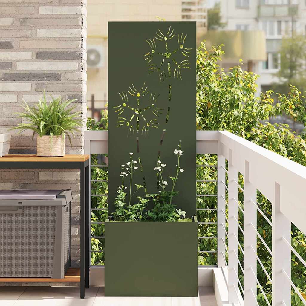 vidaXL Wandbild Garten Sichtschutz-Leinwand Floral Olivgrün 50 x 32 x 150 cm, (1 St)