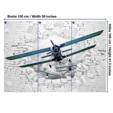 wandmotiv24 Fototapete Sport-Flugzeug Ziegel, glatt, Wandtapete, Motivtapete, matt, Vliestapete
