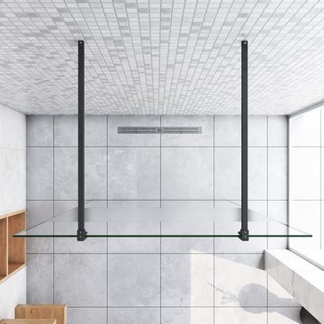 duschspa Duschwand Duschtrennwand Duschwand Walk in Dusche ESG Glas mit Milchstreifen, Einscheibensicherheitsglas, (Set), Glas