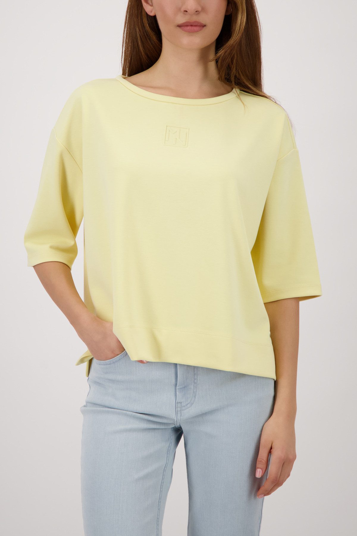 Monari Sweatshirt Sweatshirt Basic Prägedruck Relaxed fit mit Präge-Emblem