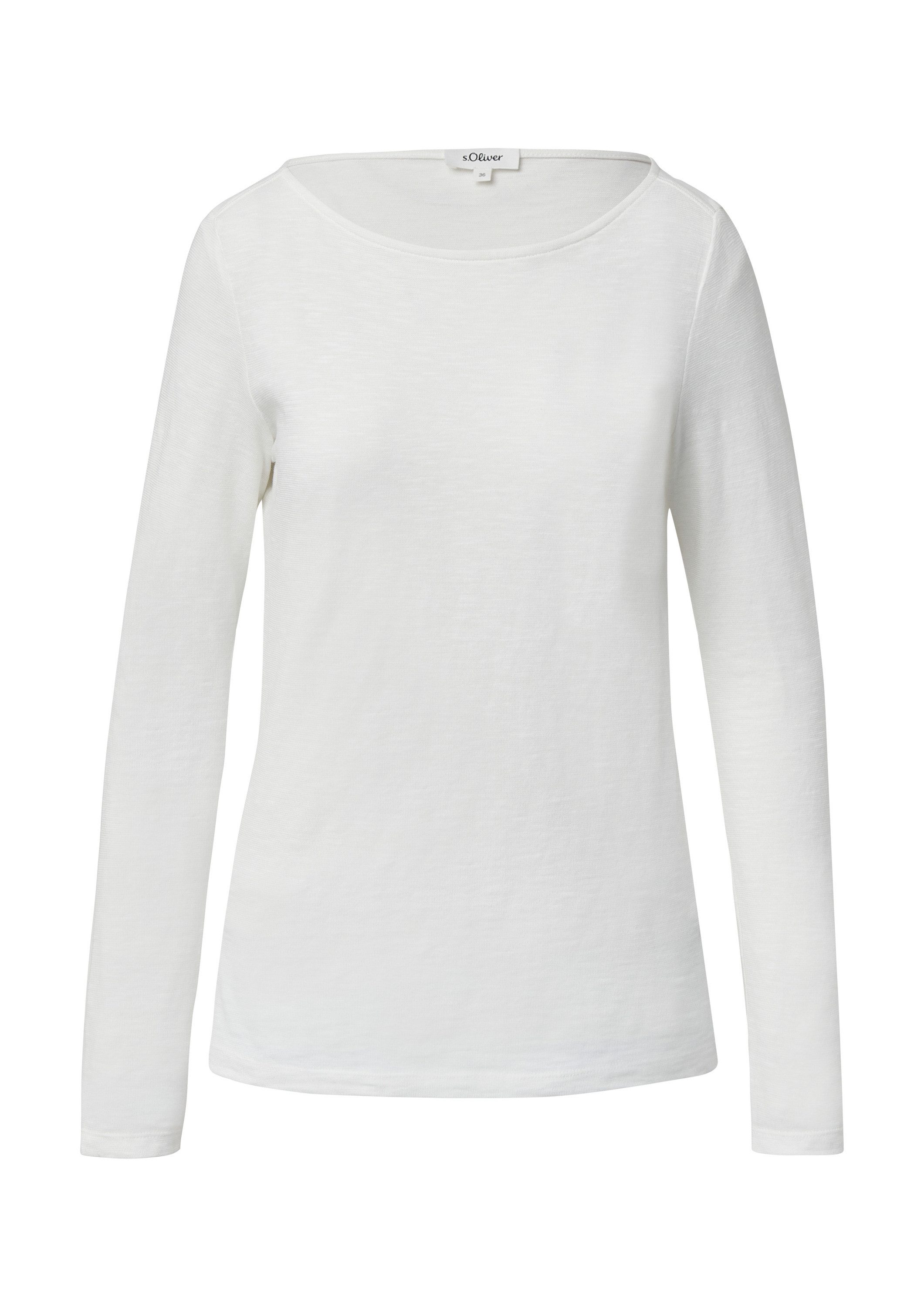 s.Oliver Langarmshirt T-Shirt Slim-Fit-Longsleeve aus Baumwollslub mit U-Bo günstig online kaufen