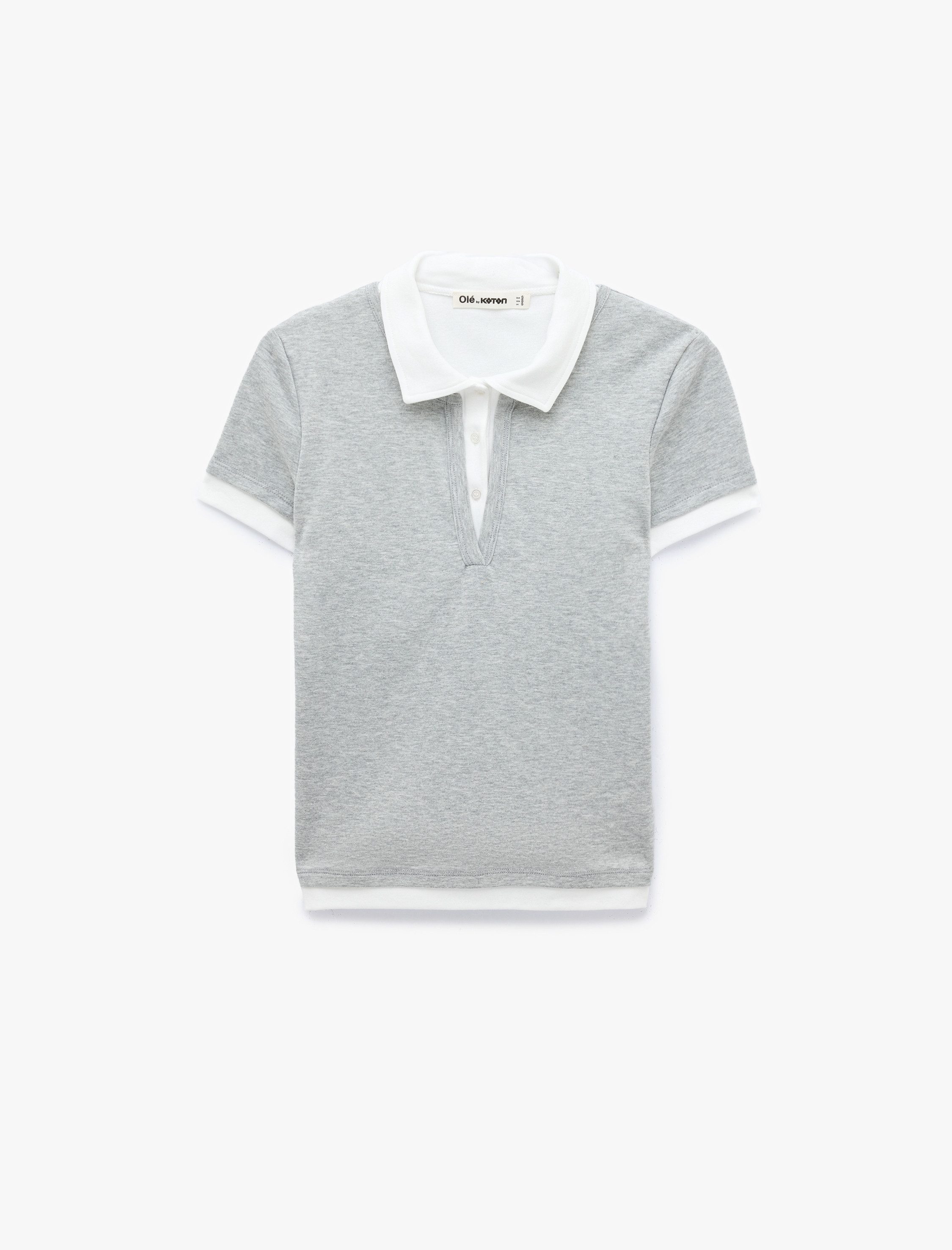 Koton T-Shirt Koton Kurzarm-Polo-Ribana-T-Shirt