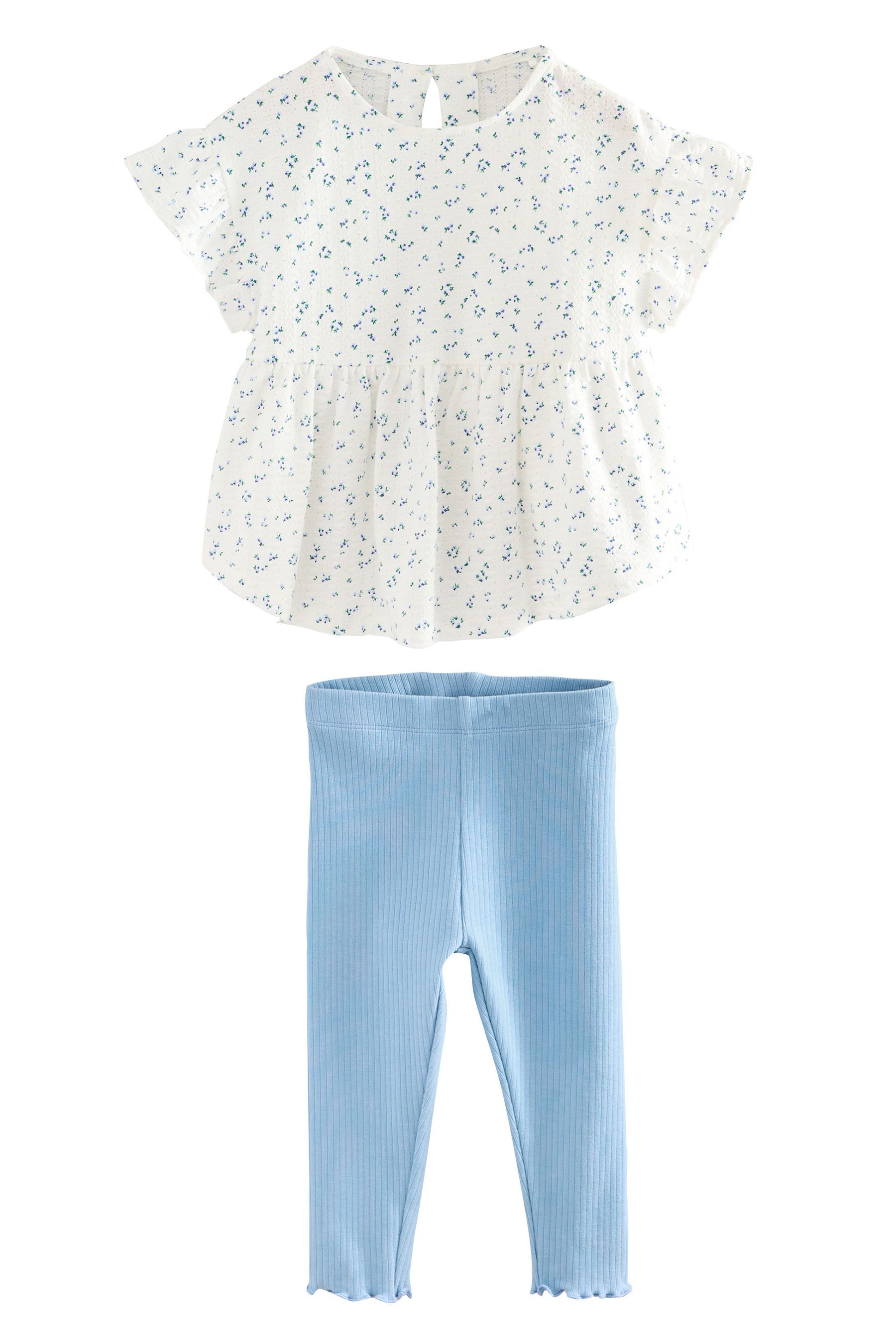 Shirt & Leggings Kurzarmoberteil mit Schößchen und Leggings im Set