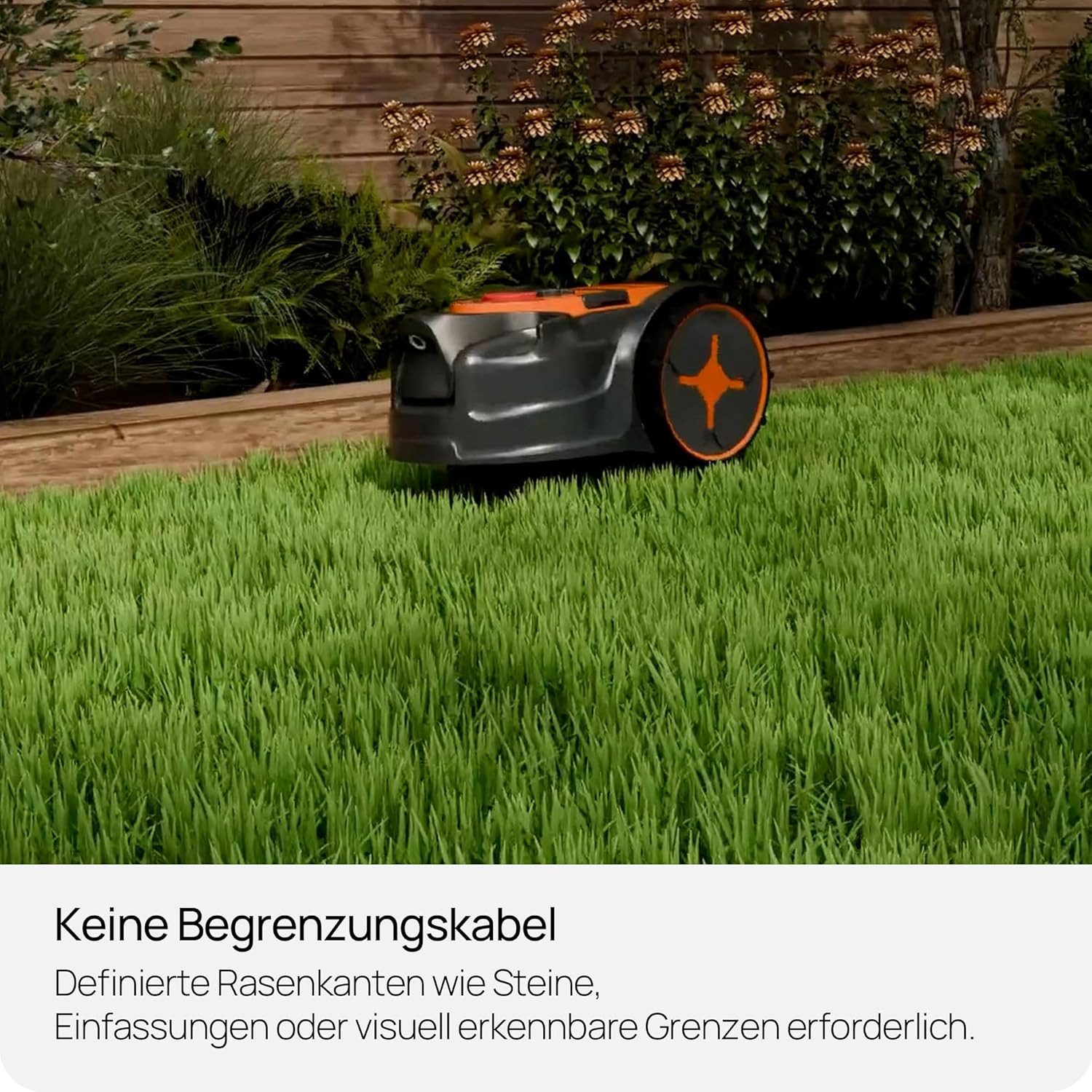 Lawnmaster Rasenmähroboter OcuMow® Mähroboter ohne Begrenzungskabel für bis zu 250 m², bis 250 m² Rasenfläche, (automatische Hinderniserkennung, Drop & Mow Roboterrasenmäher, 1-St), Vision-Navigation, systematisches Mähen in parallelen Bahnen