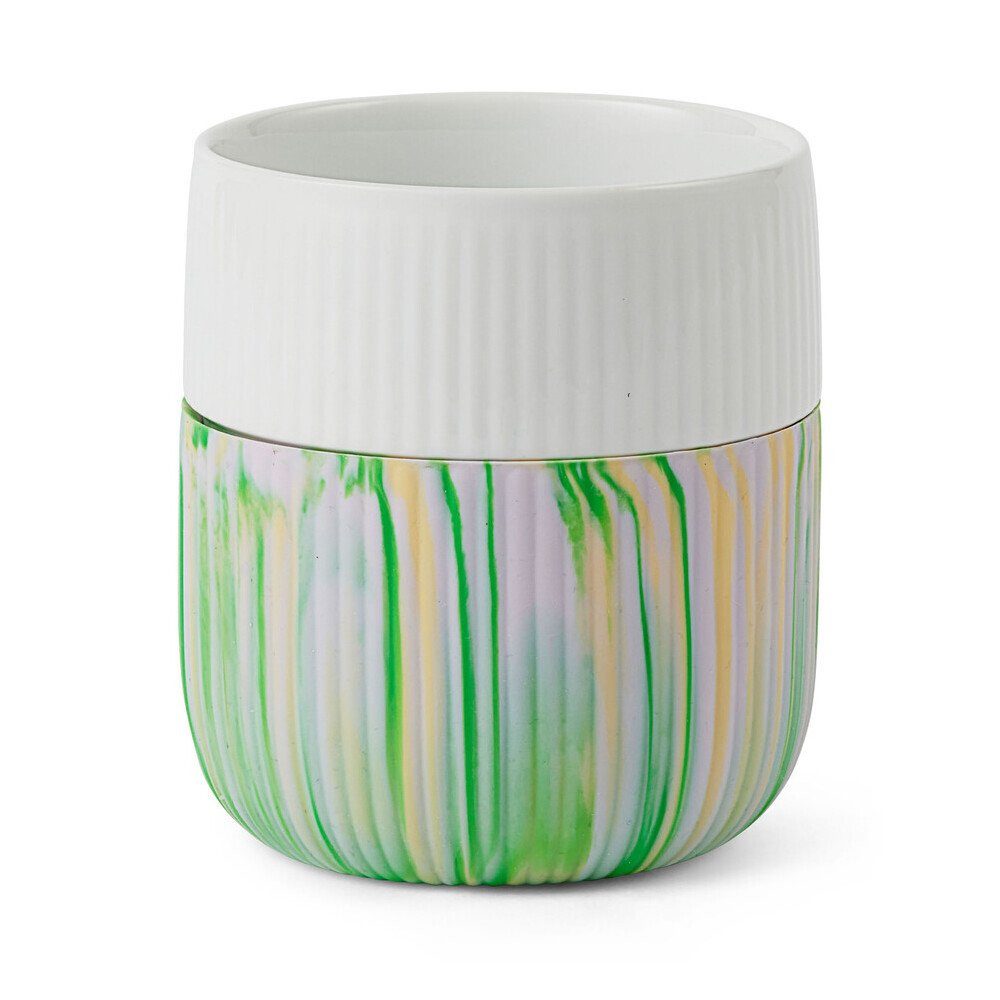ROYAL COPENHAGEN Becher Contrast Gerippt Marmor Becher 0,35 l Limeburst, 1-tlg., Porzellan, Silikon, Becher, Ø8,5cm, Porzellan, mehrfarbig