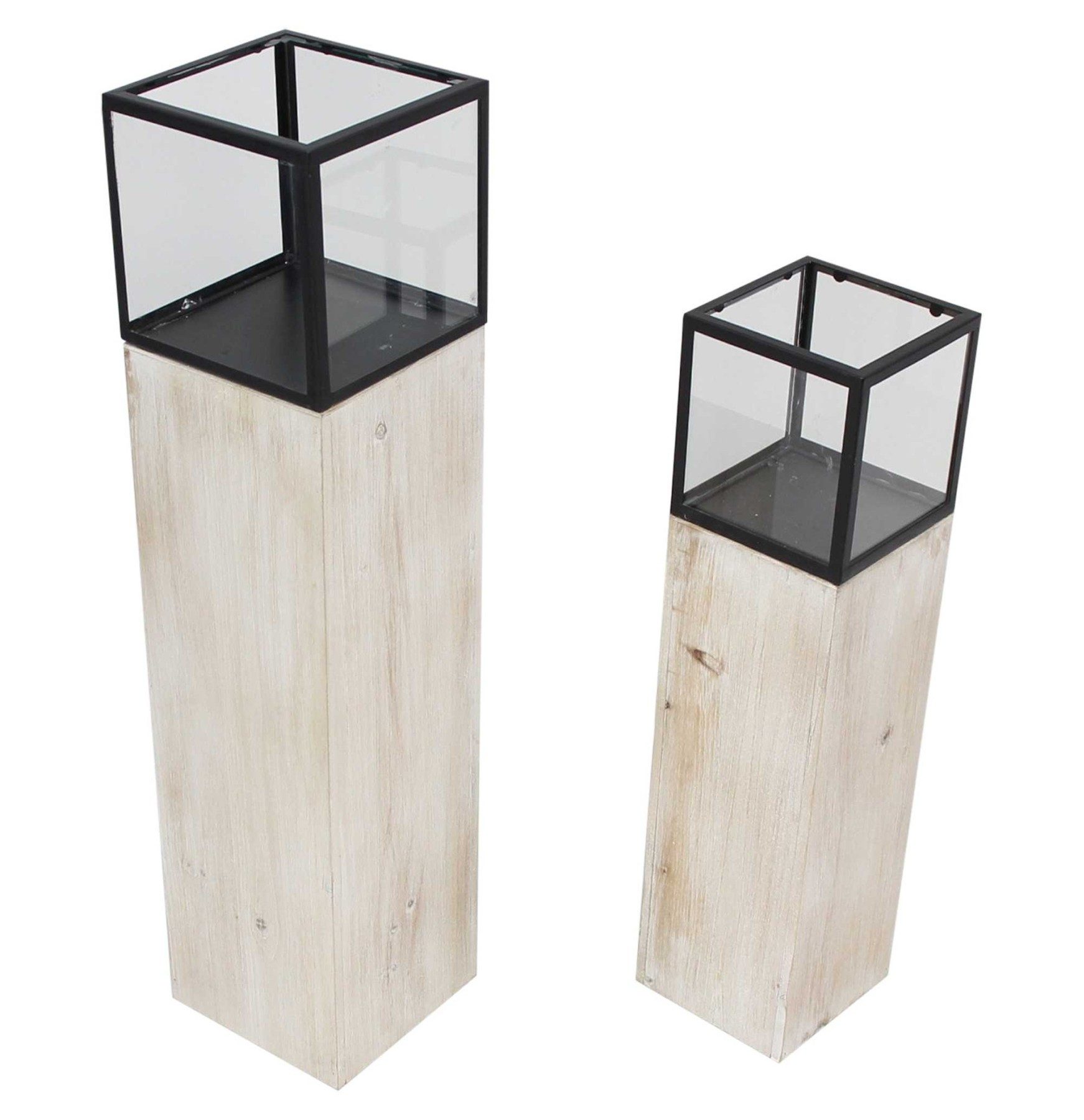 Dekoleidenschaft Bodenwindlicht Windlichtsäule "Modern Shabby" aus Holz, Me günstig online kaufen