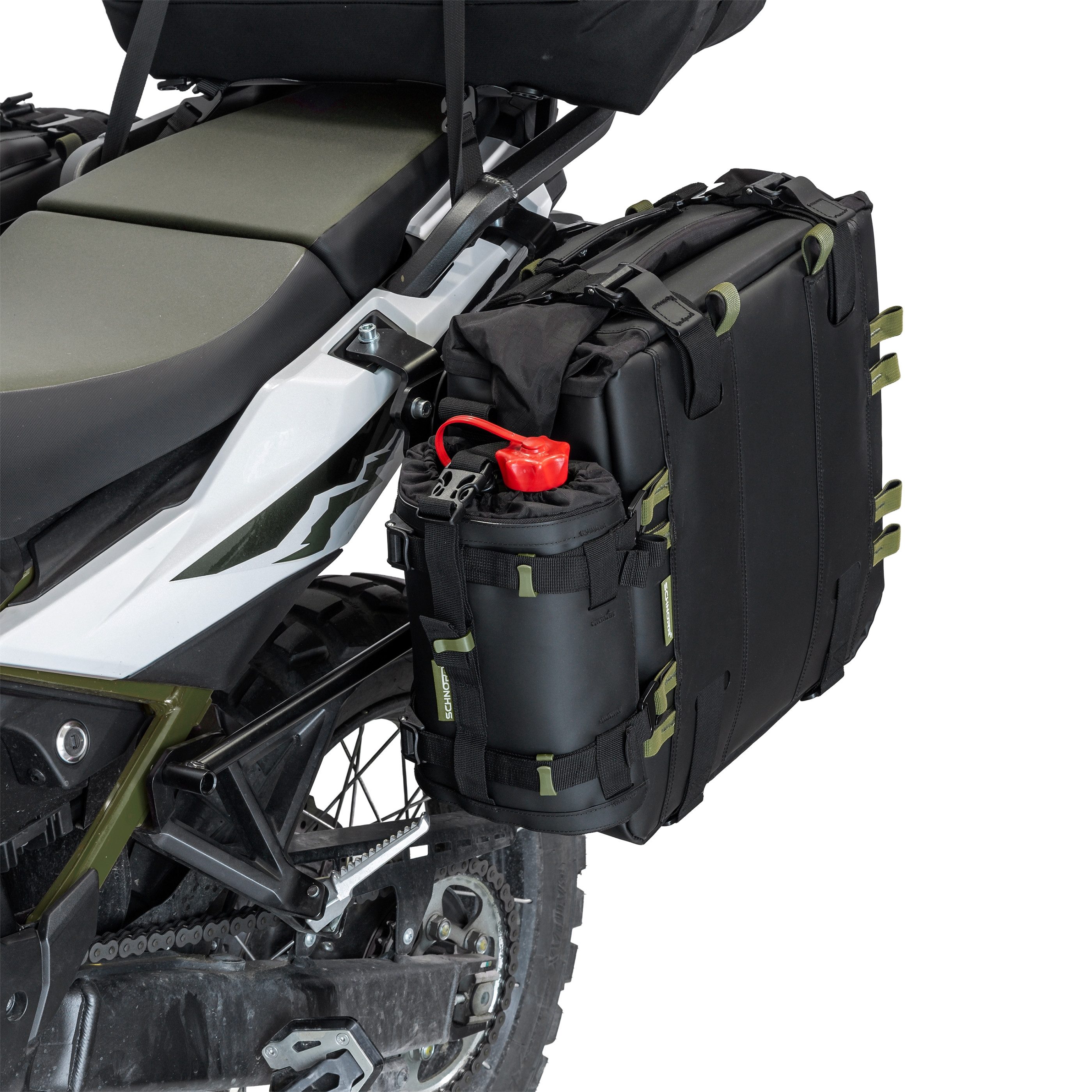 SCHNORR Gepäckträgertasche Motorrad Fuel Holder Universal inkl. 2L Benzinkanister Fuel Friend, SC