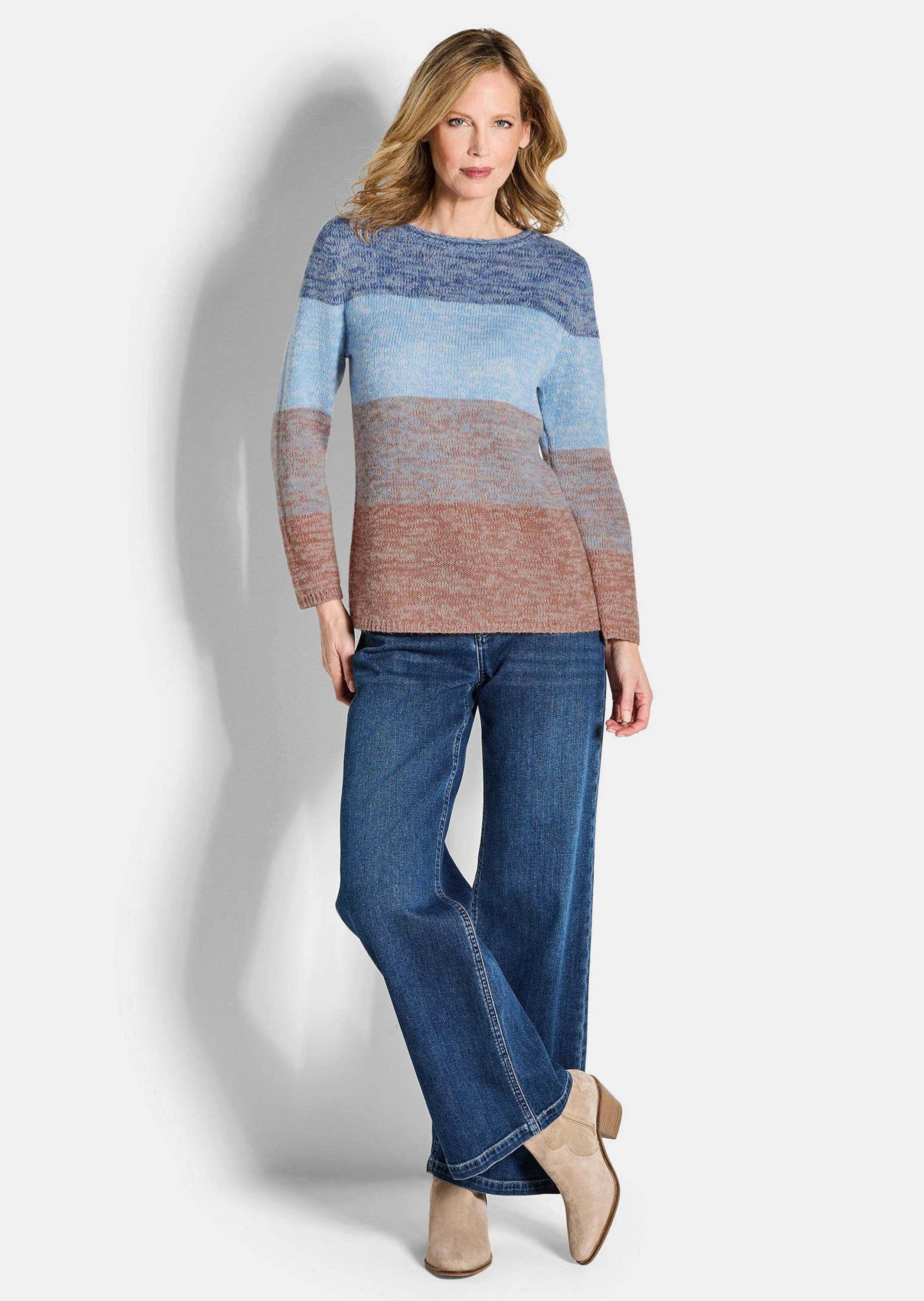 GOLDNER Strickpullover Langarm Blockstreifenpullover, Melange Streifenpullo günstig online kaufen