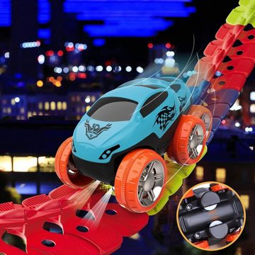 yozhiqu Autorennbahn LED-beleuchtetes Renn-Spielzeugauto-Set–Lichtschienen-Spielzeuggürtel, Entdecken Sie mit diesem Set die Freuden der Dunkelheit.