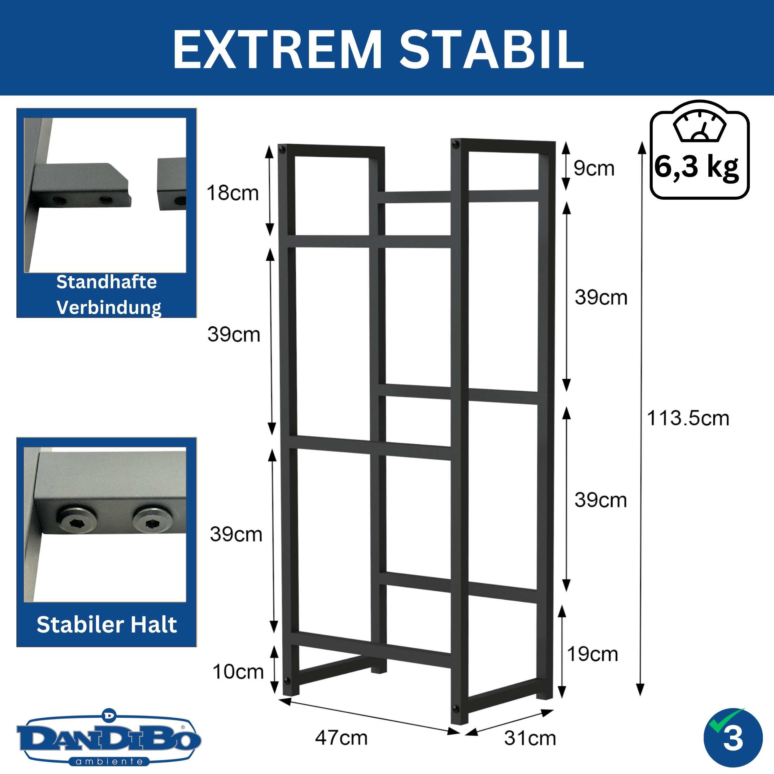 DanDiBo Kastenständer Getränkekistenregal 3 Kisten Schmal Metall Stehend 96599 Kistenregal, Getränkekistenhalter 47 cm Getränkeregal