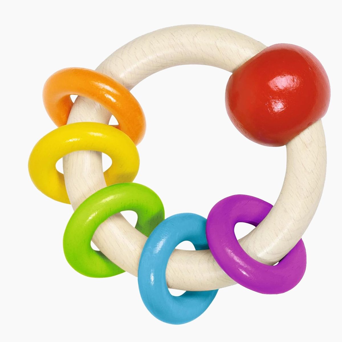 goki Greifspielzeug Greifling 5 Regenbogenringe (packung, 1-tlg., set), Holzspielzeug ideal für erste Sinneseindrücke