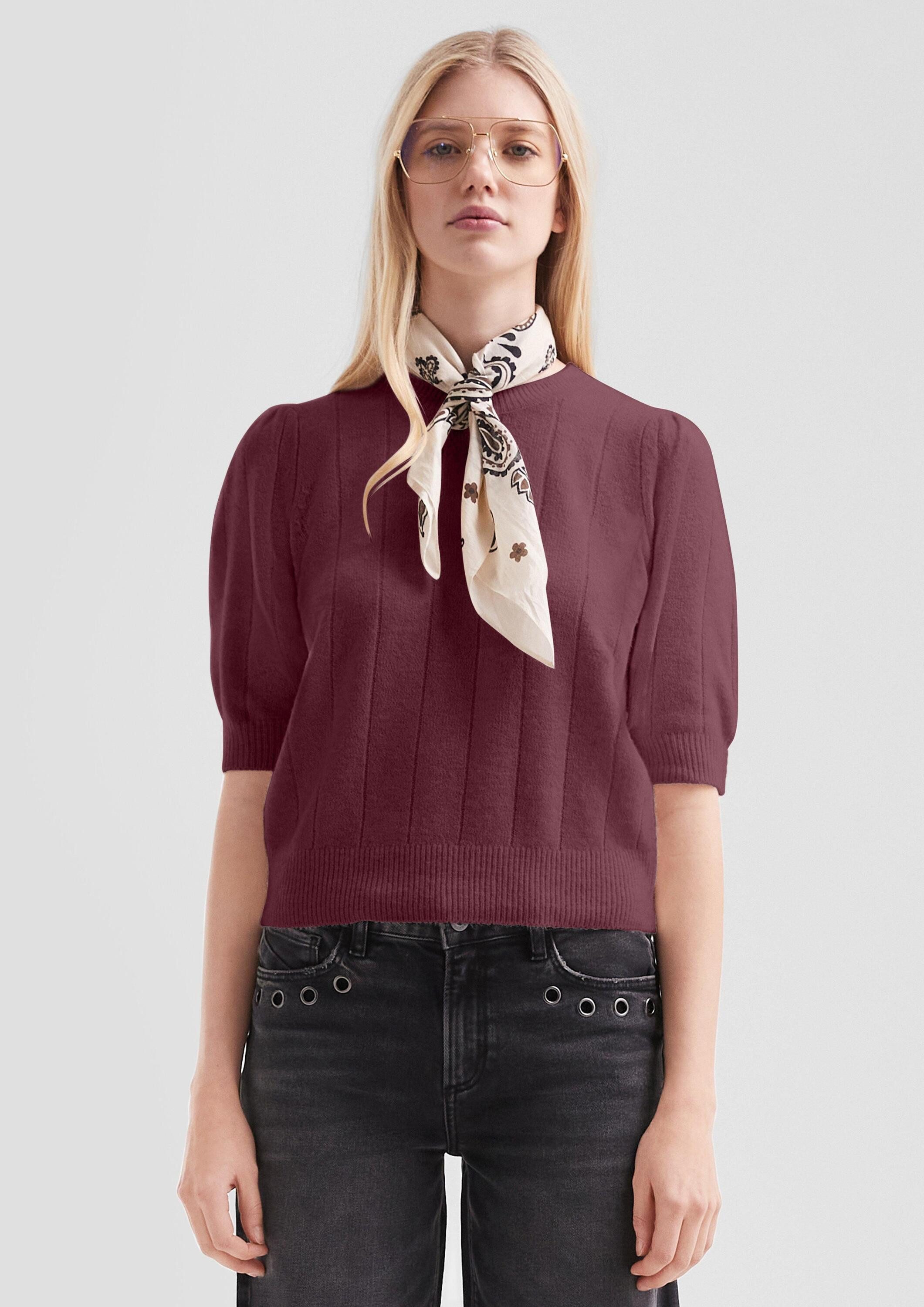 QS Kurzarmpullover Strickpullover Weicher Kurzarm-Strickpullover