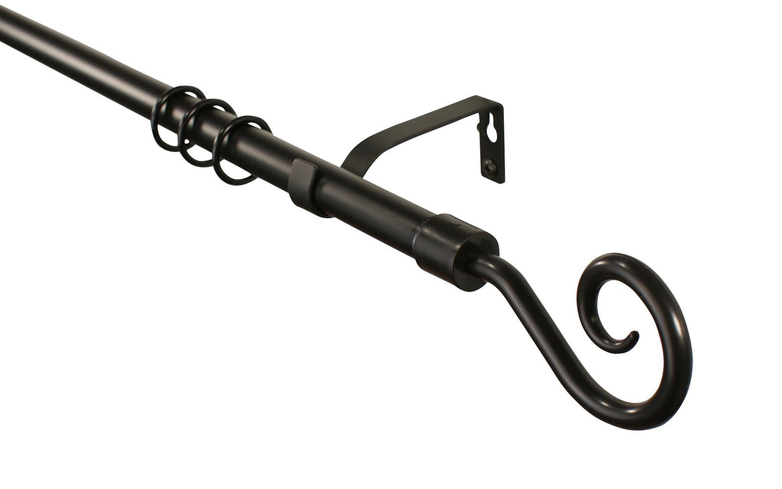 Gardinenstange schwarz ausziehbar 160–300 cm, Durchmesser 16/19mm, iso-design, Ø 19 mm, 1-läufig, mit Bohren, Metall