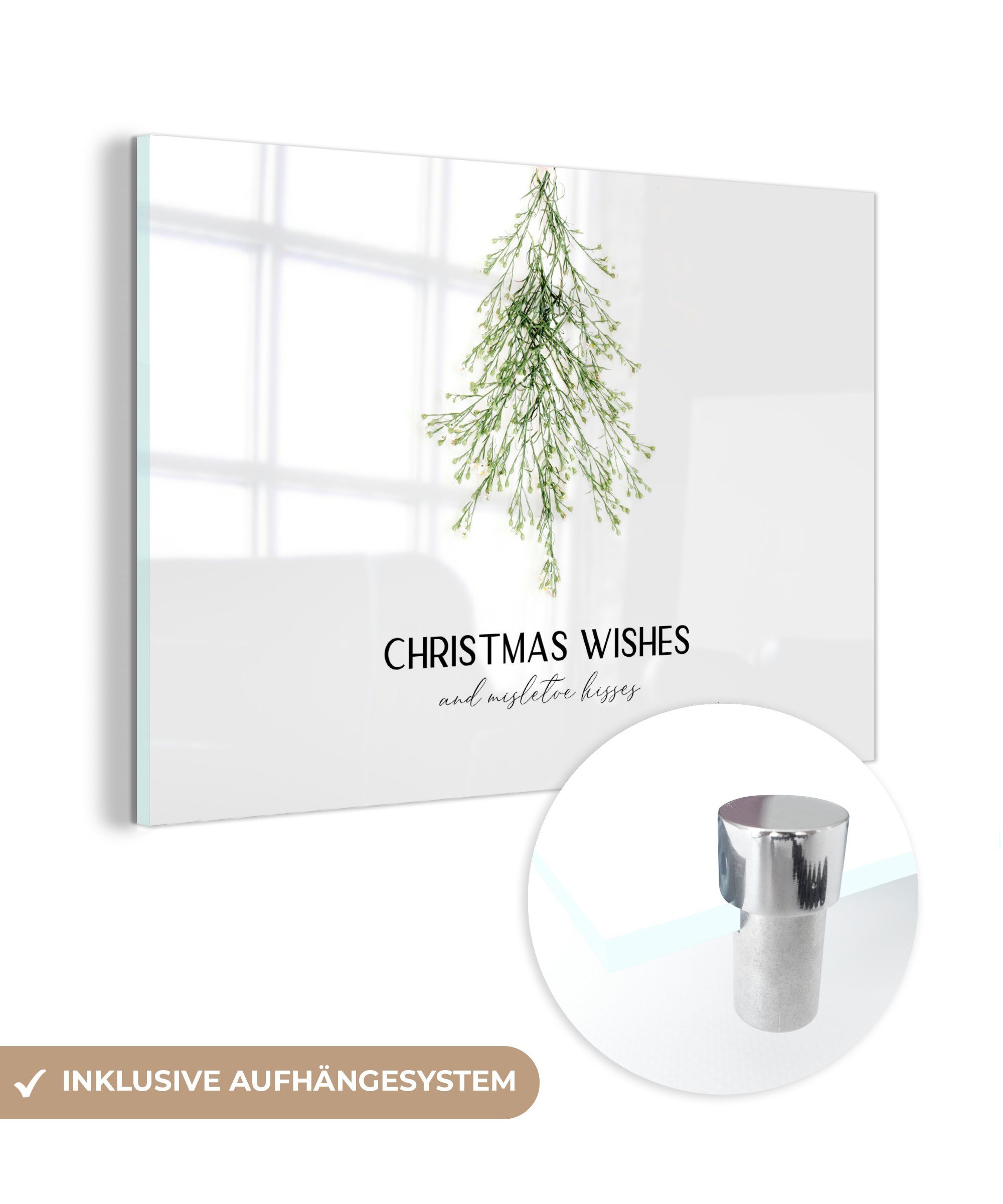 MuchoWow Acrylglasbild Weihnachten - Weihnachtsbaum - Zitat, (1 St), Acrylglasbilder Wohnzimmer & Schlafzimmer