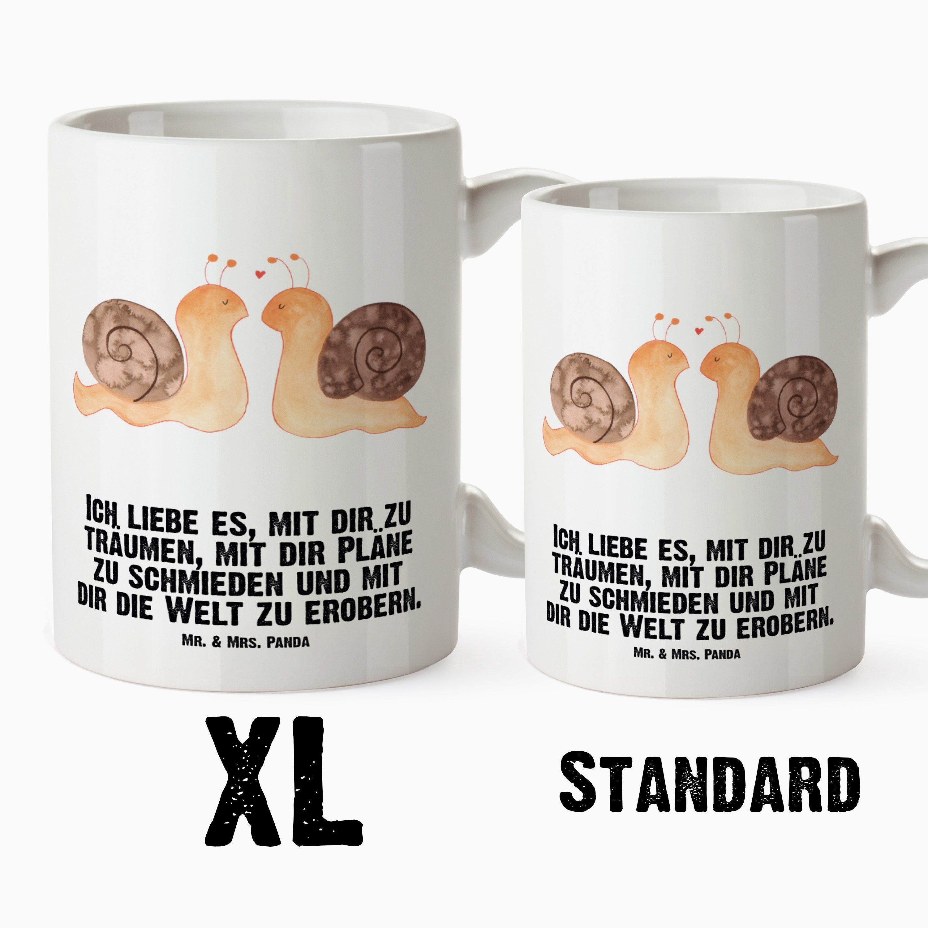 Geschenk, - Grosse Mrs. Freundin, Liebe Weiß Becher, Kaffee, Mr. Tasse Panda XL Keramik XL Tasse & - Schnecken