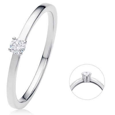 ONE ELEMENT Diamantring 0.1 ct Diamant Brillant Ring aus 950 Platin, Damen Platin Schmuck
