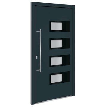 vidaXL Haustür Haustür Anthrazit 100x200 cm Aluminium und PVC Hauseingangstür Glas-El