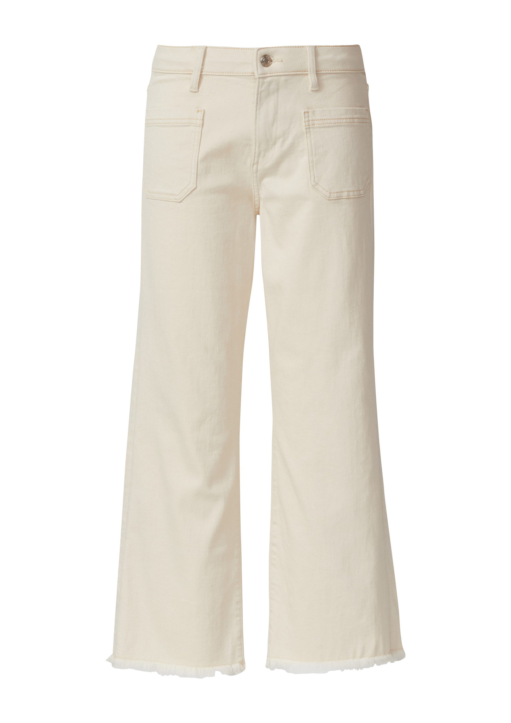 s.Oliver Weite Jeans Jeans-Hose Cropped Jeans / Slim Fit / Mid Rise / Flared Leg / Fransensaum