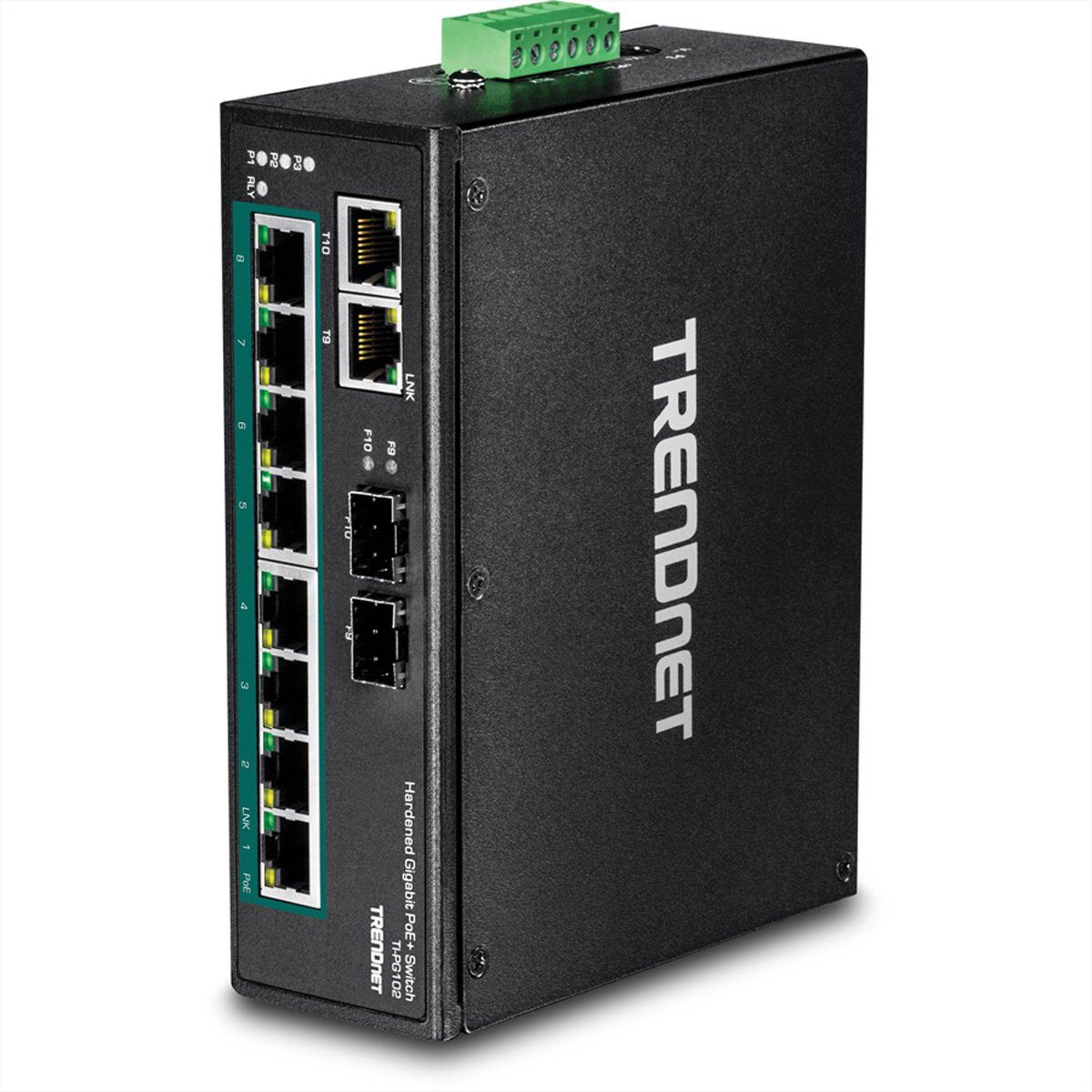 TI-PG102 10Port DIN-Rail Switch Industrial Gigabit PoE+ Netzwerk-Switch