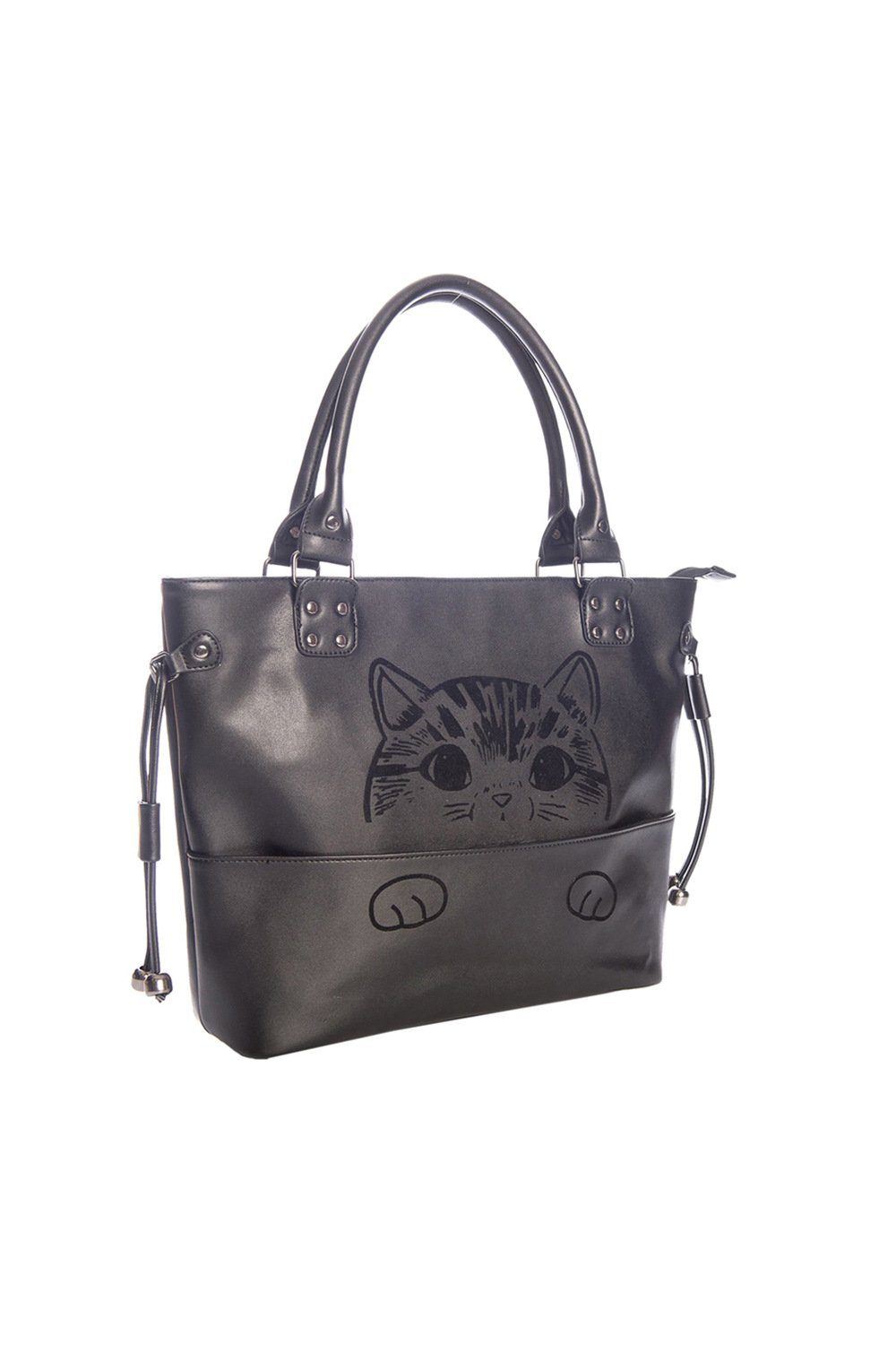 Banned Handtasche Delicatty, Samt beflockter Katzen Print