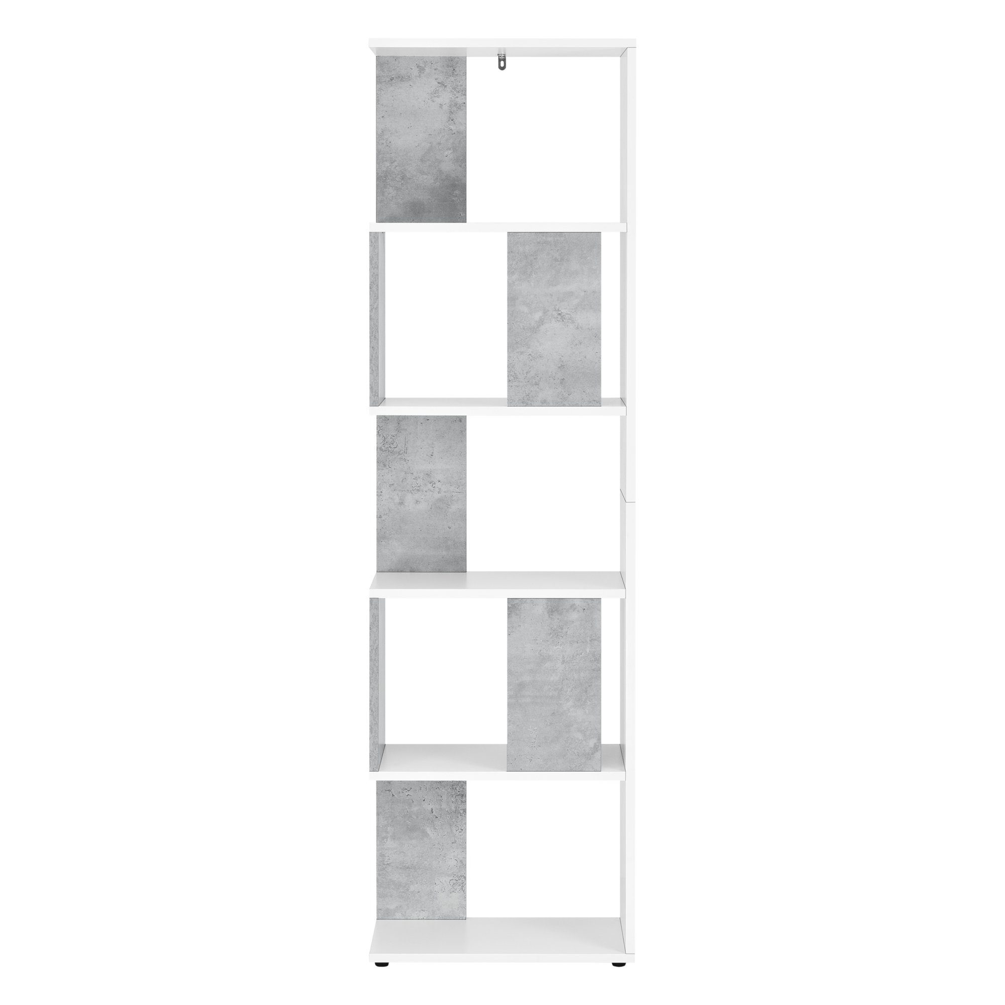 betonfarben Weiß/Betonoptik 5 Bücherregal, en.casa Ablageflächen »Aneby« 159x45x23,5cm mit Regal weiß -