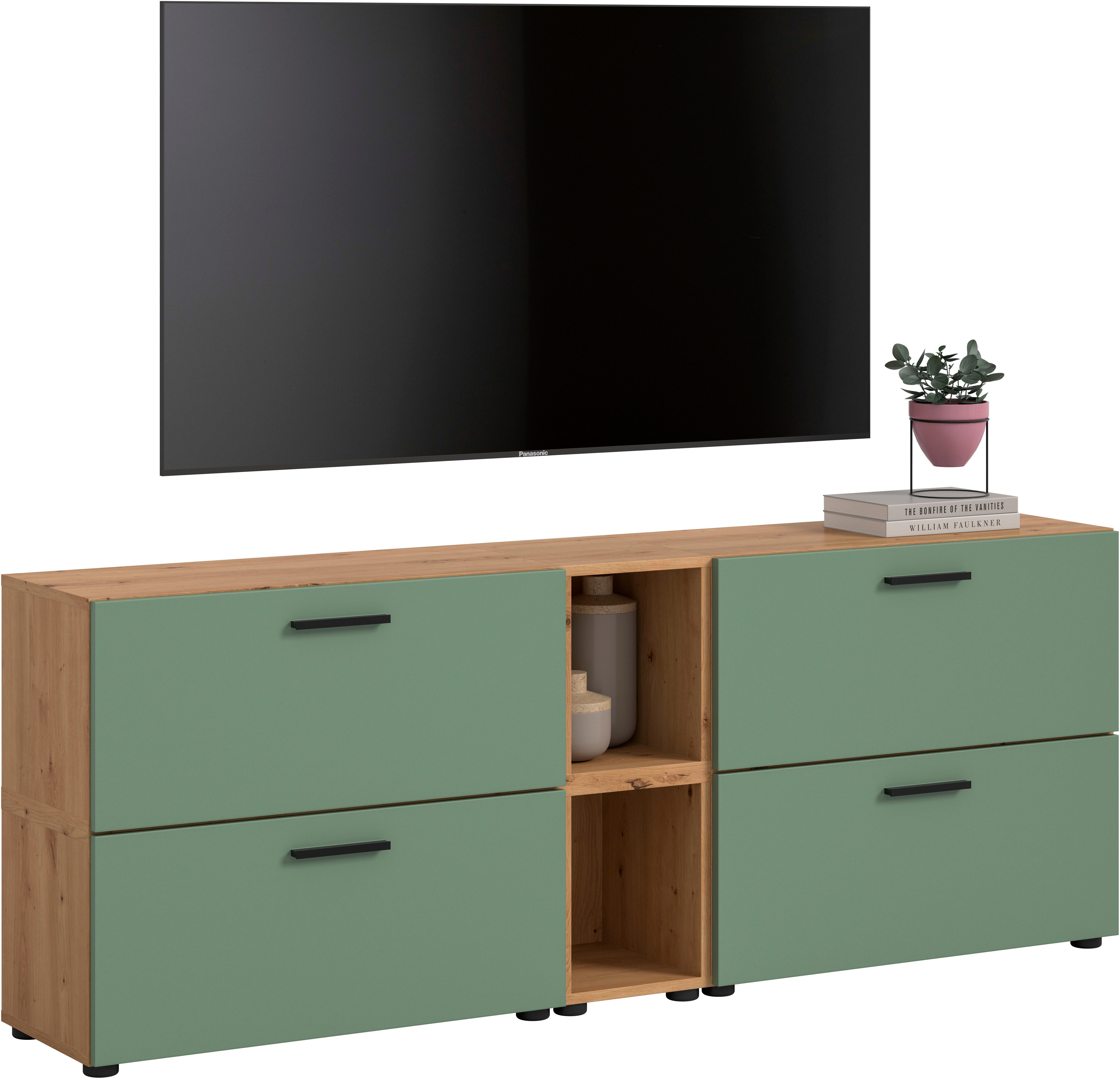 Home affaire Schrank-Set ENESTE, 6-teilig, in verschiedenen Farben, individuell kombinierbar, (2-St., verschiedenste Kombinationmöglichkeiten, stehend oder hängend), Stauraumelement, Kombination, Wohnkombination, Schrankwand, Lowboard