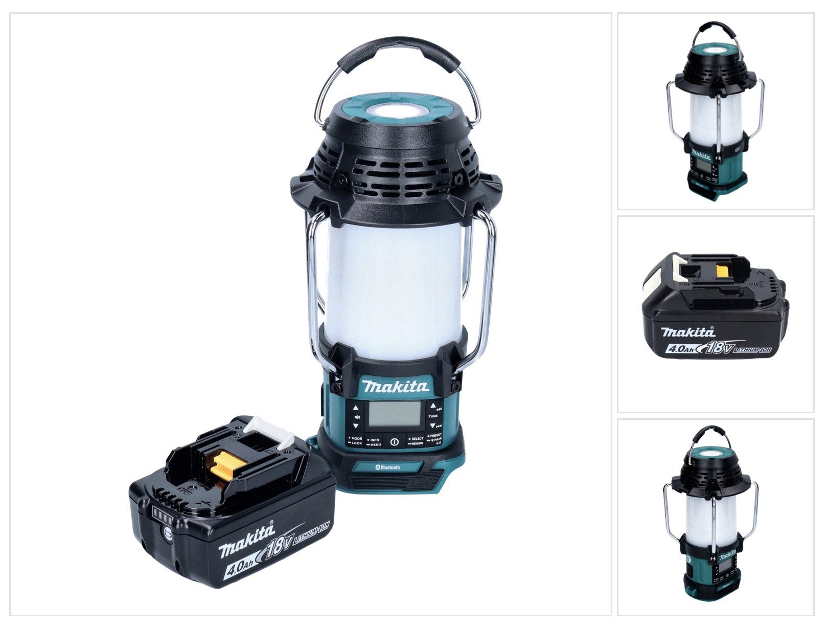 Makita DMR 056 M1 Akku Radio 18 V FM DAB+ mit Laterne 360° Taschenlampe IP65 Baustellenradio