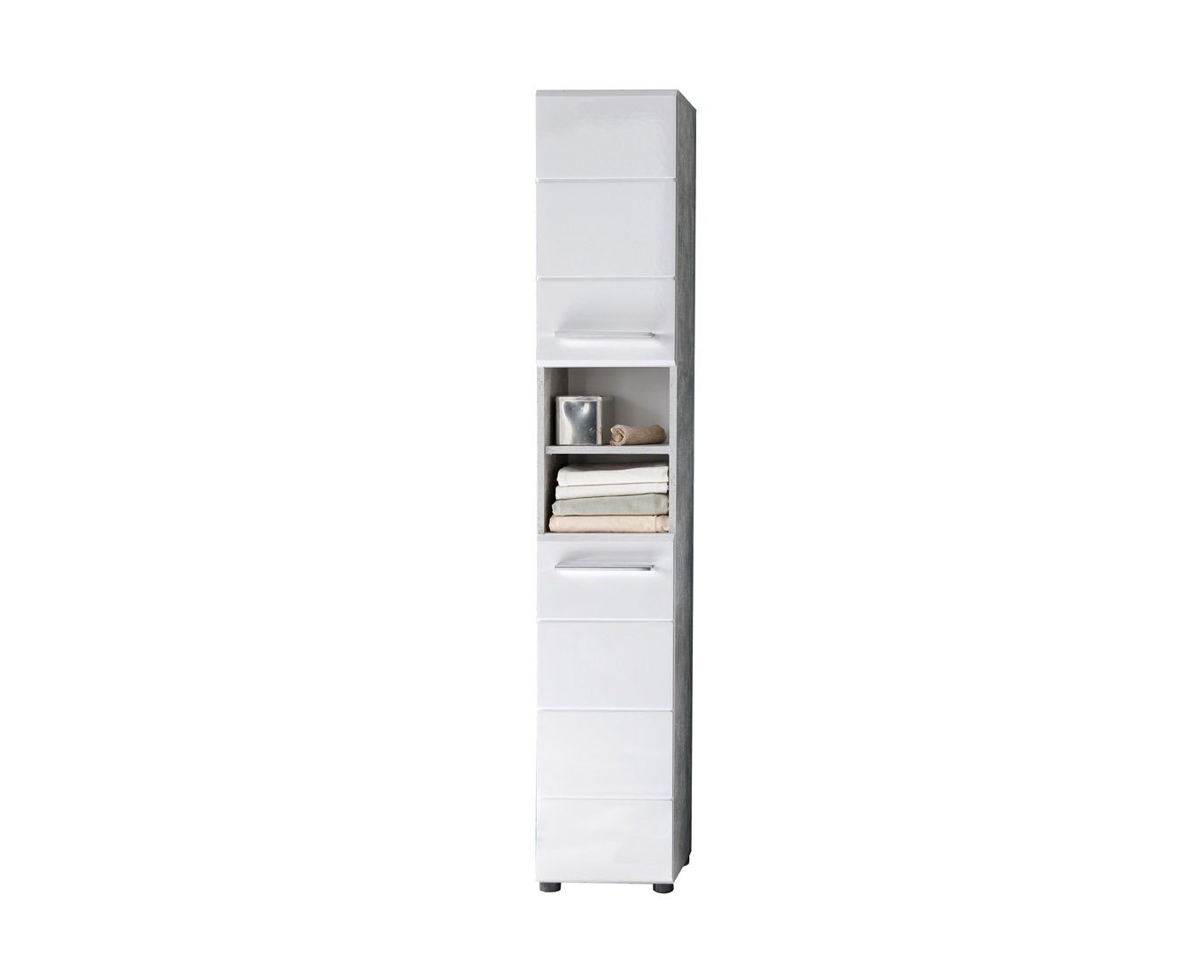 ebuy24 Badezimmerspiegelschrank NanoBad Badschrank hoch 2 Türen, 2 offene Fächer B (1-St)
