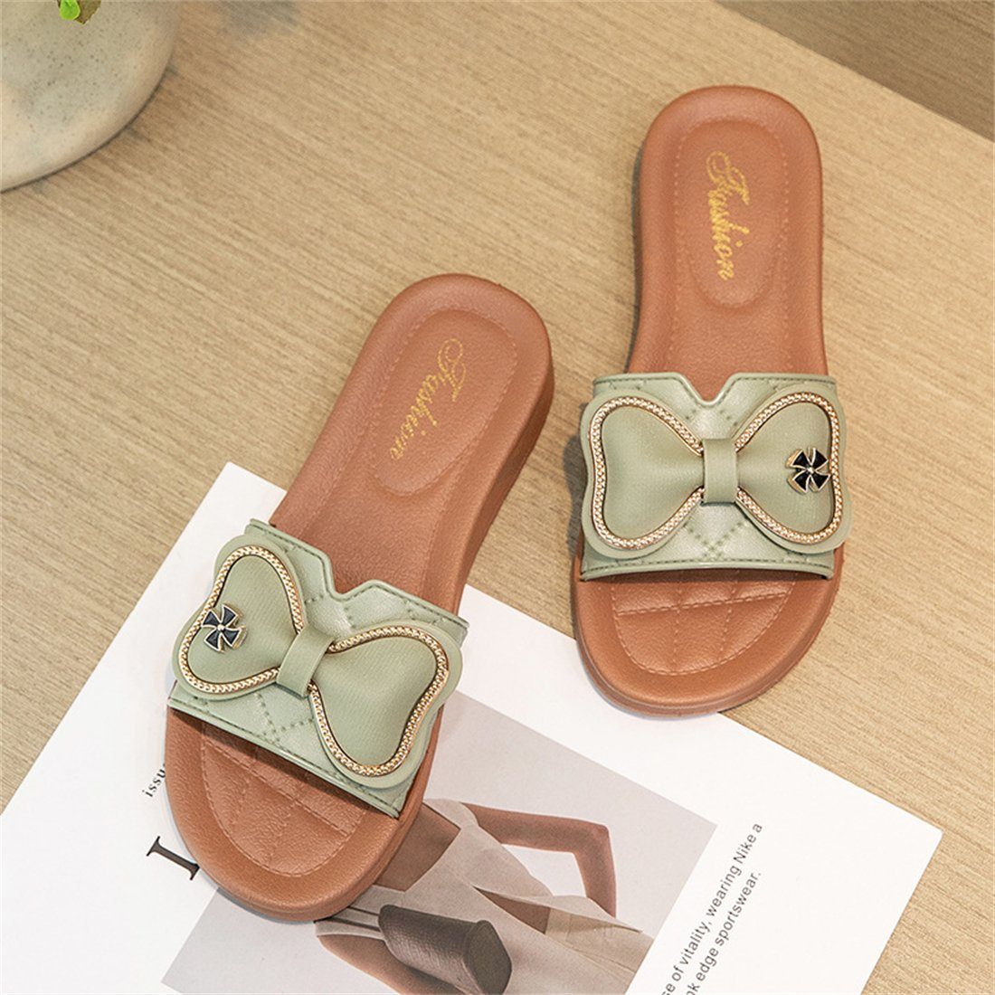 Sommer YOOdy~ (1-tlg) Aprikose Badezimmer, Sandalen Haushalt Pantoffeln Wohnzimmer, Sandalette Strand Sandalen sandale Bequeme Mode für Schlafzimmer, Geeignet Damen