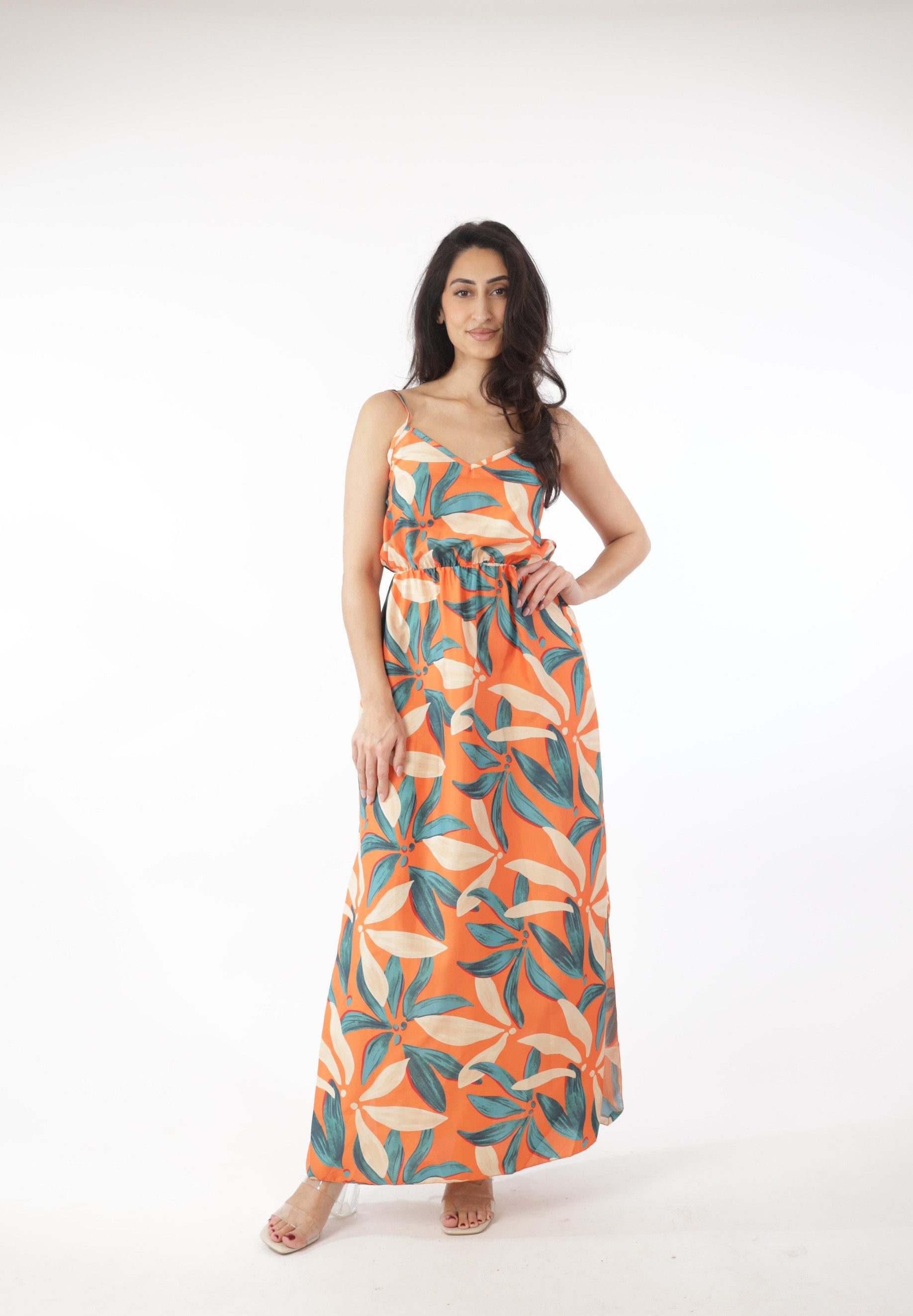 Sommerkleid Maxikleid mit modernem Muster – Sommerliches Kleid mit V-Ausschnitt